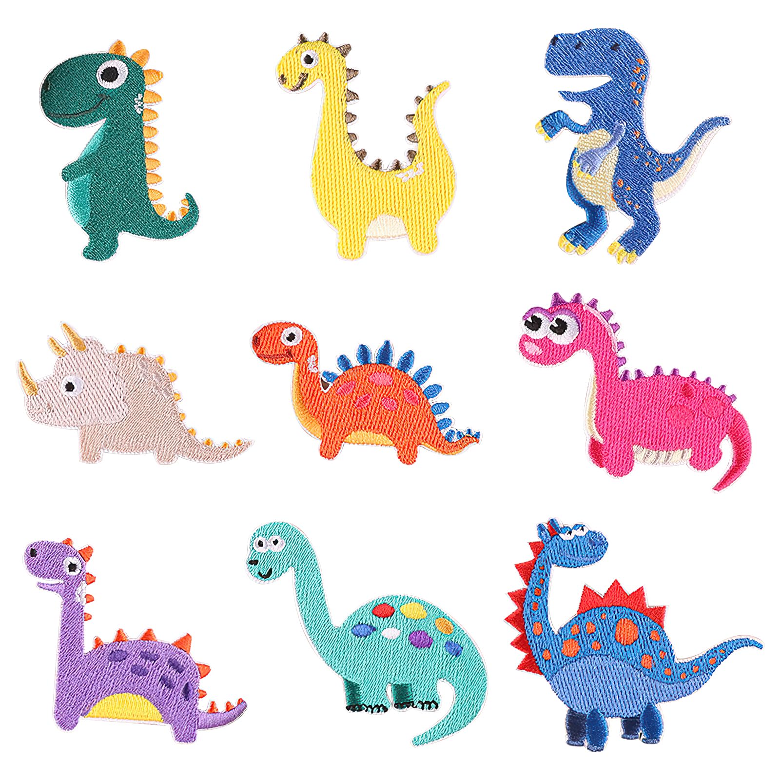 9 Pcs Dinosaur Kids Iron on Patches for Clothing, Cute Embroidery Applique Patches, Iron On & Sew On Patches, Cartoon Embroidered Dinosaur Patches for Clothes, Hat, Jeans, Backpacks, Jacket, DIY