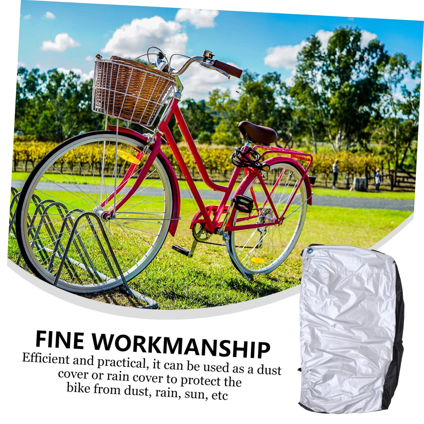 BESTonZON Housse de Vélo Extérieur en Polyester Noir, 2 Trous pour Cadenas, Base Élastique avec Boucle, Protection Légère la Pluie Rouille