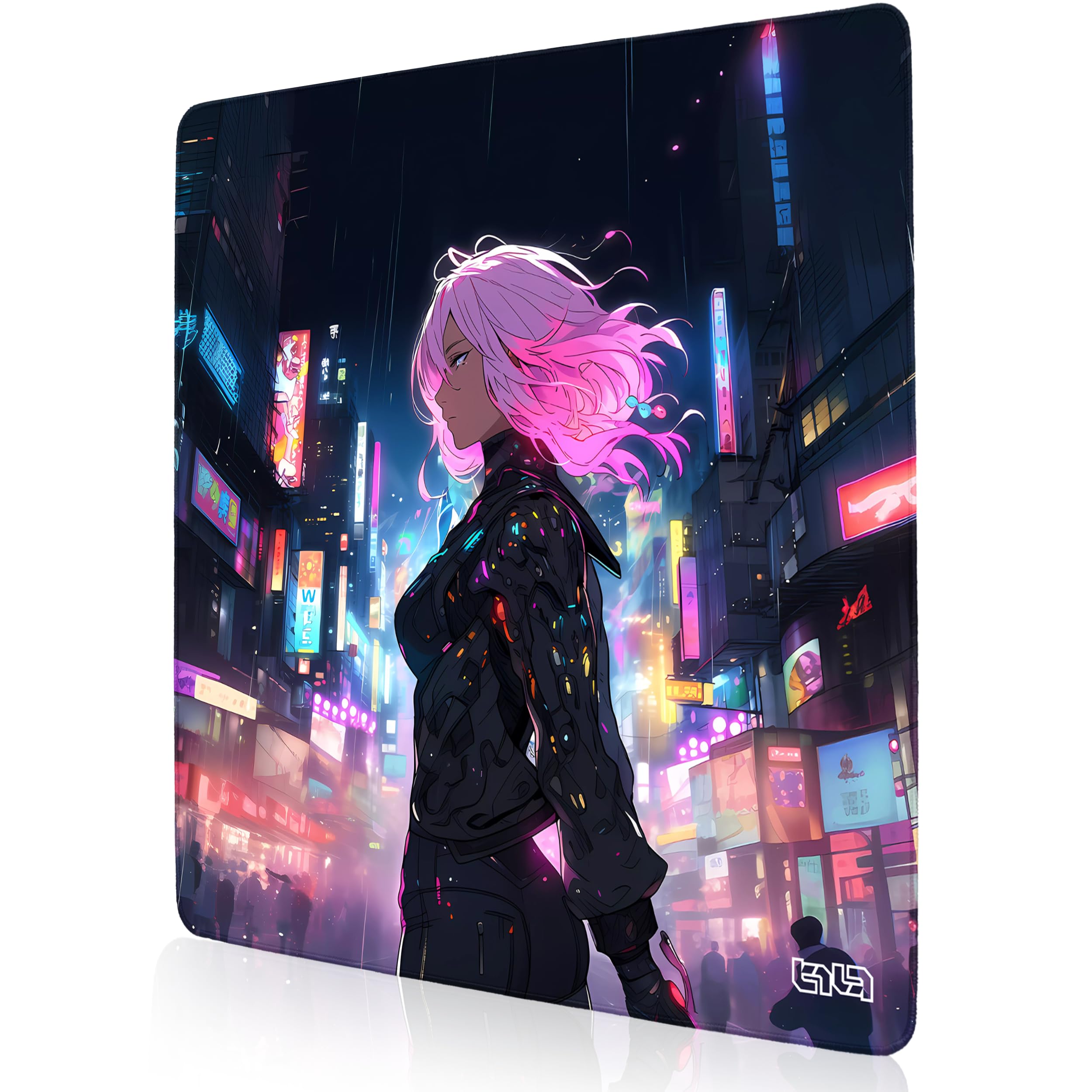 Tilt Mouse Mat 50x50 cm | Non-Slip Desk Mat Large | Waterproof Desk Pad XXL for Home Office Accessories and Office Gadgets | Protector Keyboard (Pink Future)