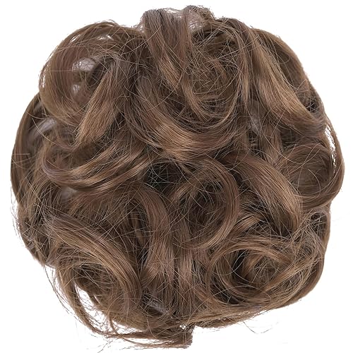Miniatura 2 de ELAINE Extensiones de cabello con banda de goma elástica, extensiones de cabello sintético tipo donut updo para mujeres y niñas (castaño - 6A)