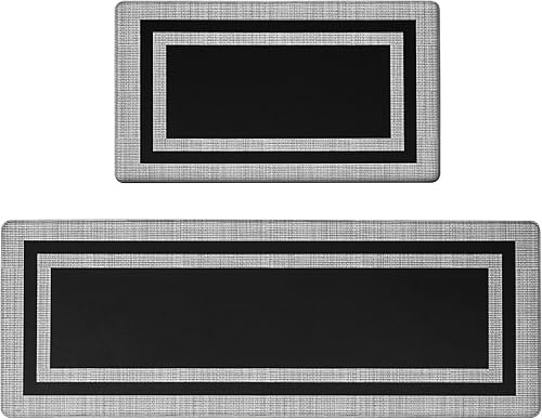 Miniatura 8 de Latida Juego de 2 tapetes de cocina acolchados antifatiga para piso, juego de alfombras de cocina antideslizantes e impermeables, tapete antifatiga