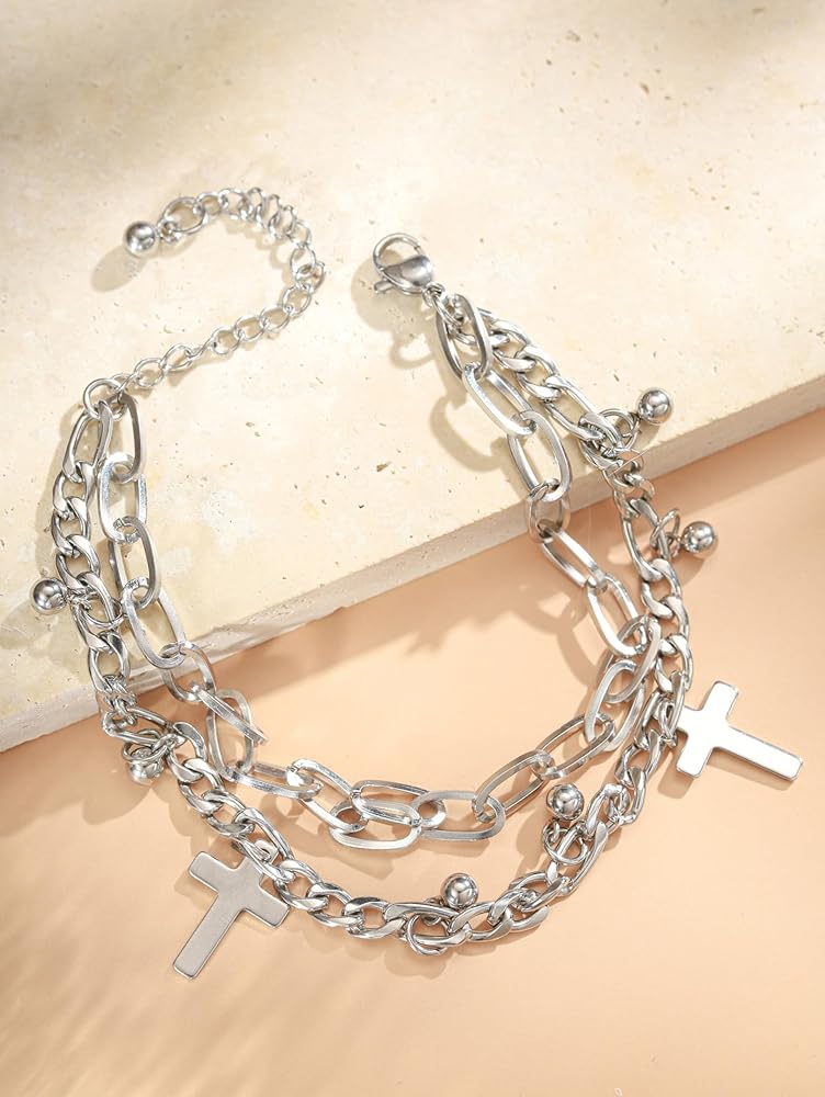 アクセサリー Vintage 50s Silver Chain Cross Bracelet アクセサリー Vintage 50s Silver Chain Cross Bracelet Vintage