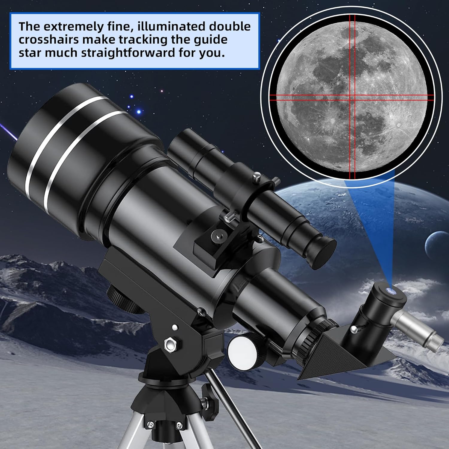 Alstar 12.5mm Illuminated Reticle Plossl Eyepiece - Bundle with - 5Pcs 1.25" Telescope Filters Kit