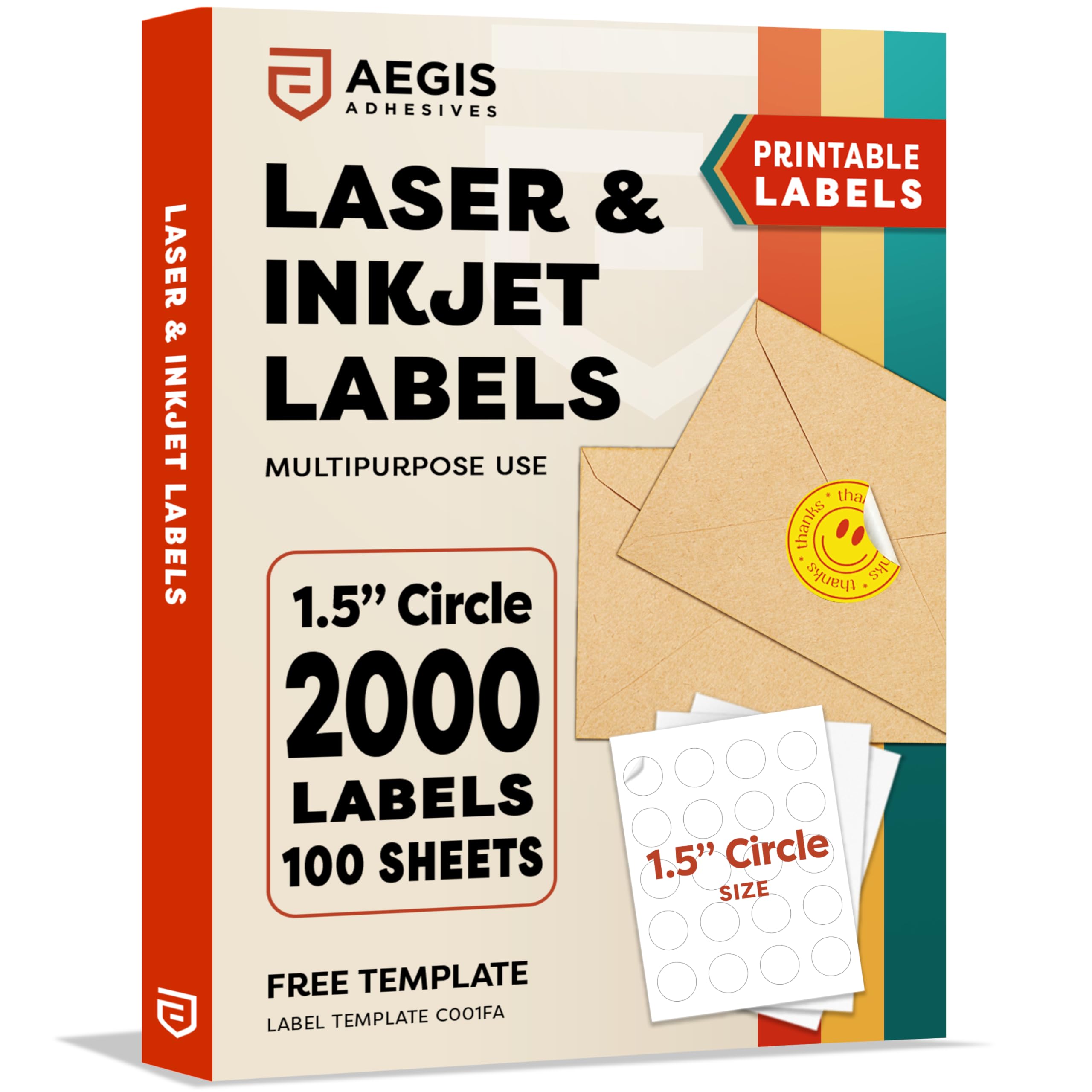 Photo 1 of 1.5" Printable Round Labels for Laser and Inkjet Printers - 2000 Labels