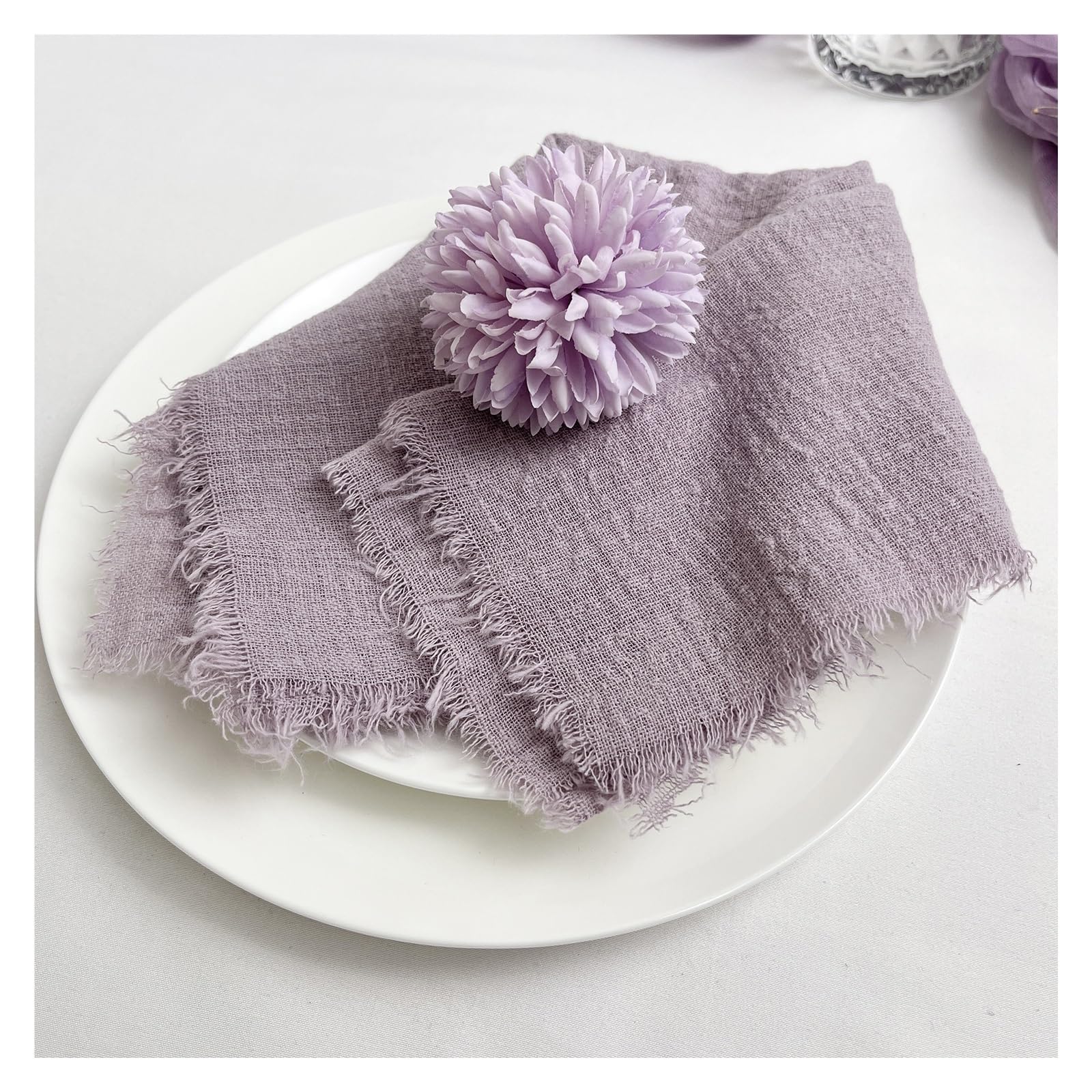 LEFOVS 50 Pièces 42x42cm Rétro Gaze Serviettes De Mariage Coton étamine