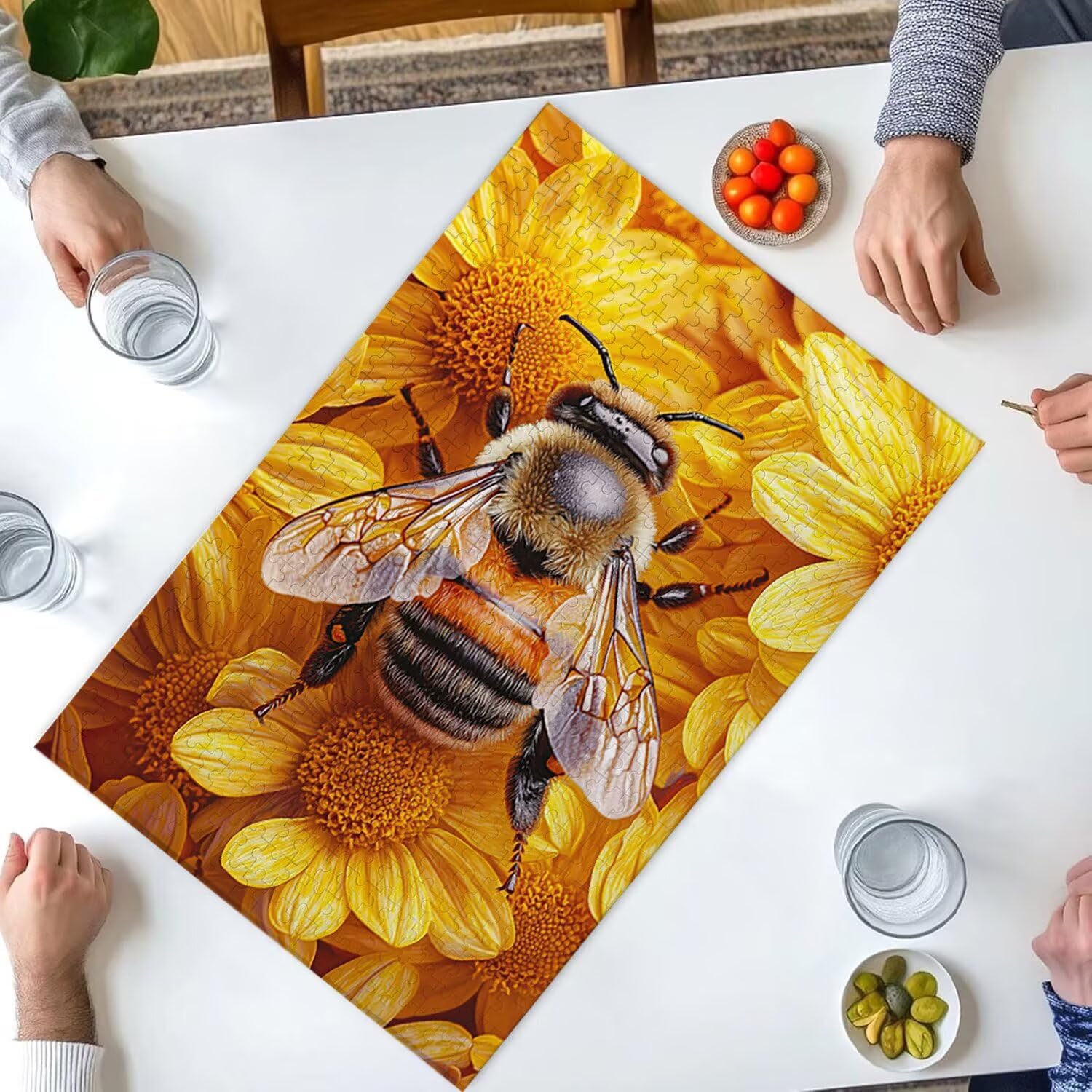 Puzzle 1000 sztuk dla dorosłych puzzle dla dorosłych 1000 elementów puzzle wymagające i drażniące mózgi edukacja gra dla całości, prezenty dla mężczyzn, motyw puzzli: (pszczoły kwiatowe) h-403