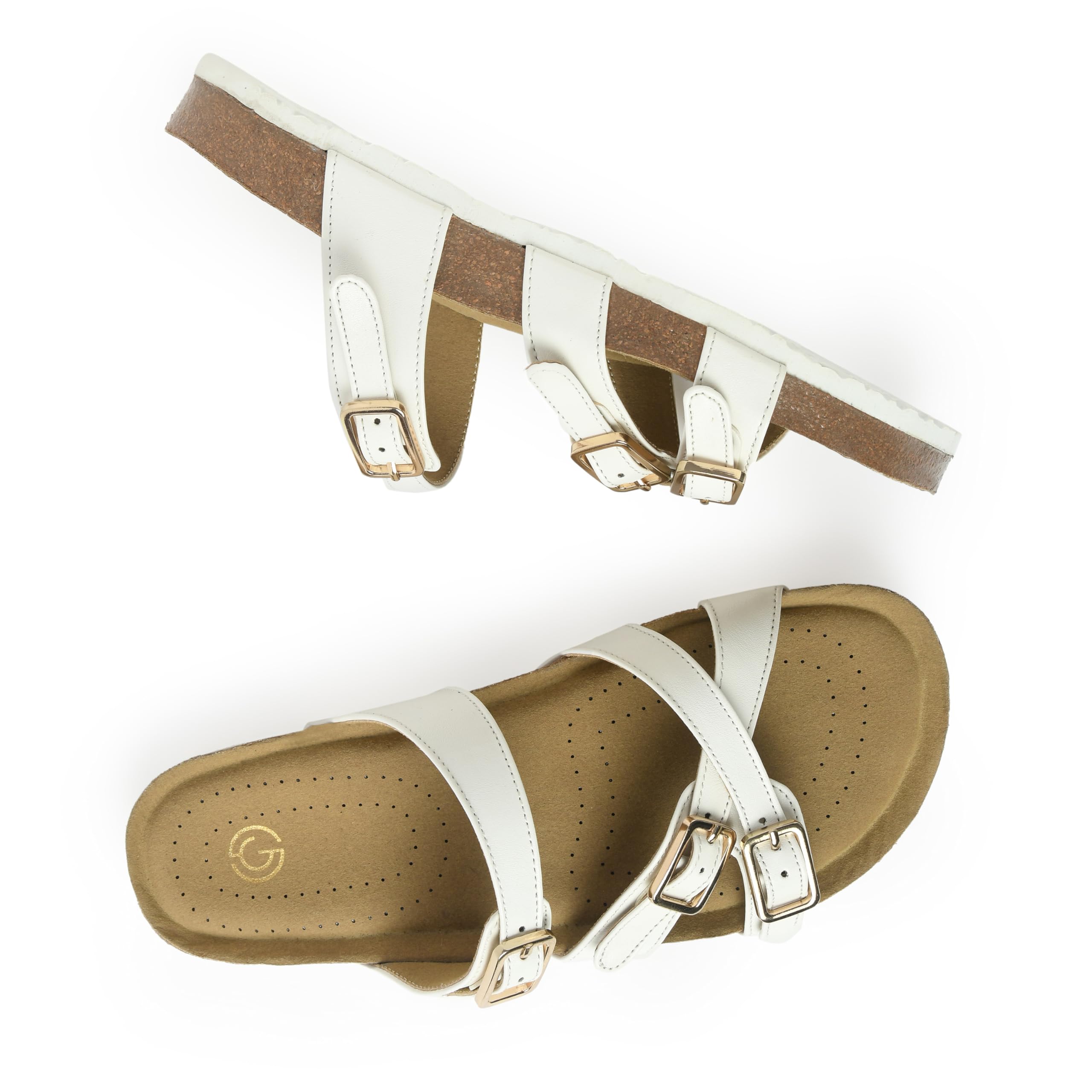 GLAMSTREET Fashion Trendy, Extra Soft, Extra Comfortable, Natural Cork and EVA Sole Sandals for Women, Shoe Size - 4, White (B0CX5GP24F) Amazon Price History, Amazon Price Tracker