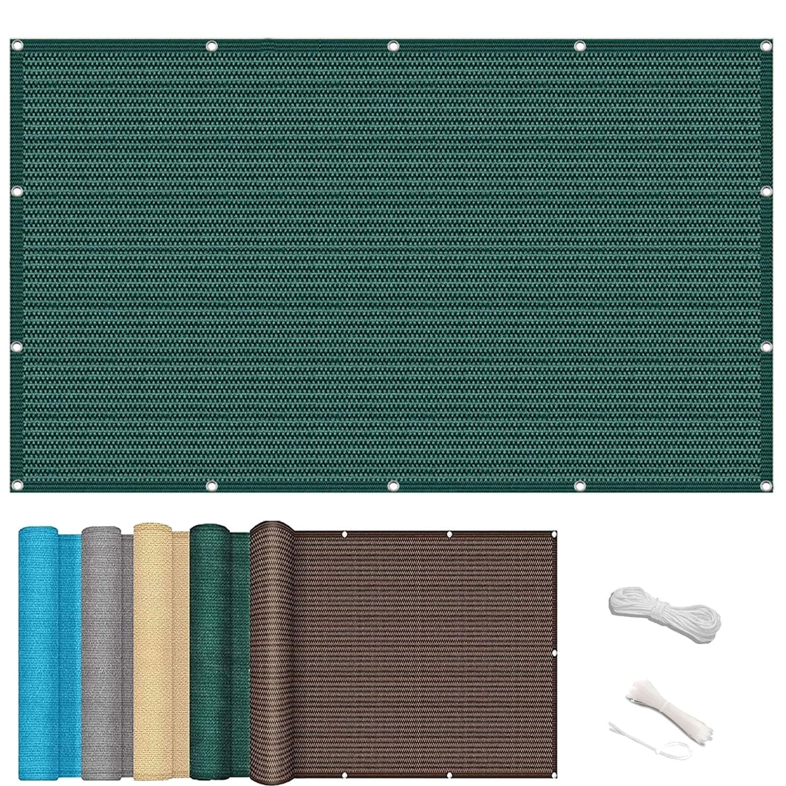 Recinzione Giardino 0.7 x 6 m Oscurante Protezione Solare Rete Copertura Ringhiera Balcone Schermo Del Balcone con Corde per Balcone, Verde Scuro