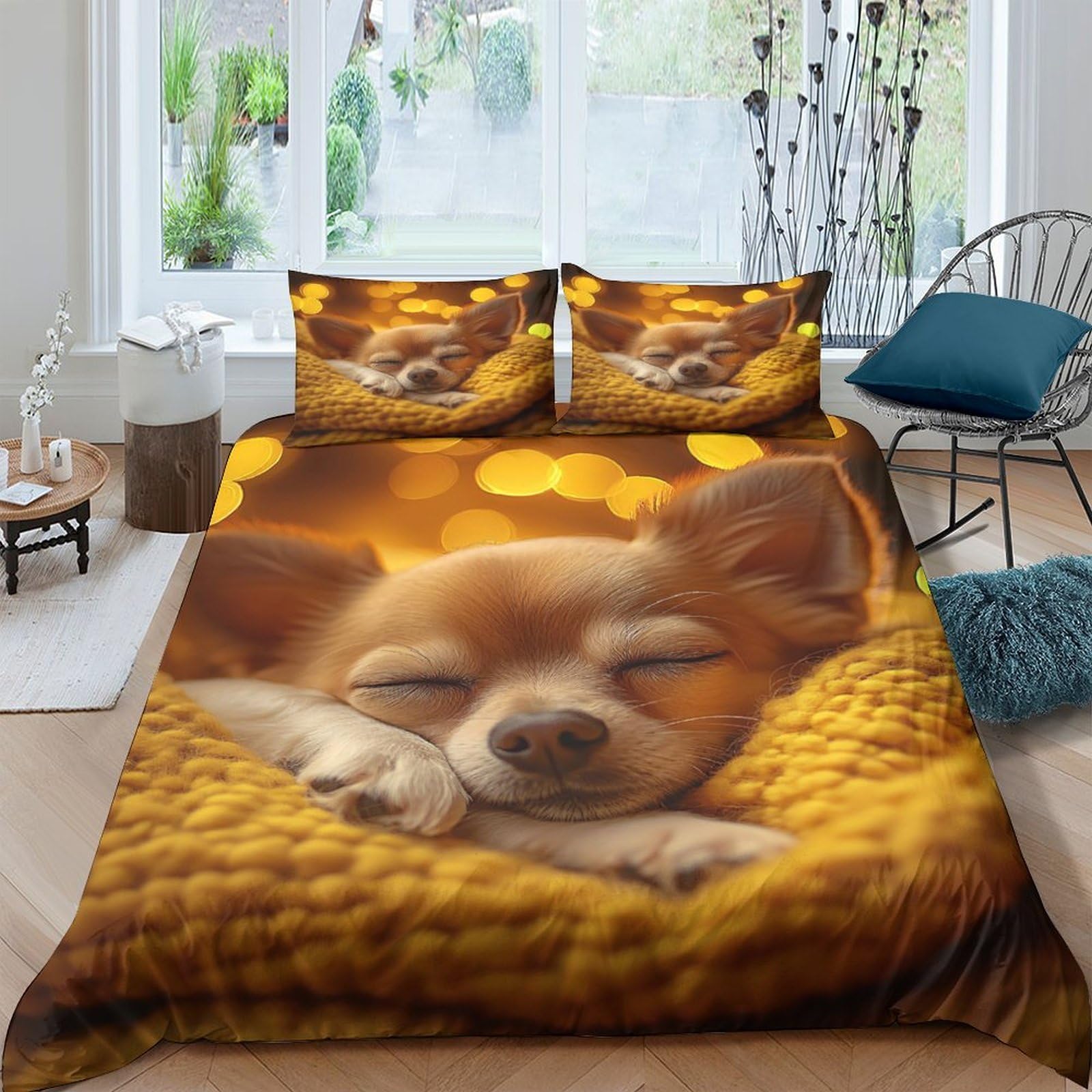 Ctjqhvkz Style-10 3D Printed Sleeping Puppy Fitted Sheet Microfiber Soft Golden Blanket Bed Cover For Bedroom Guestroom Dorm Mattress Decor Single（135X200cm）