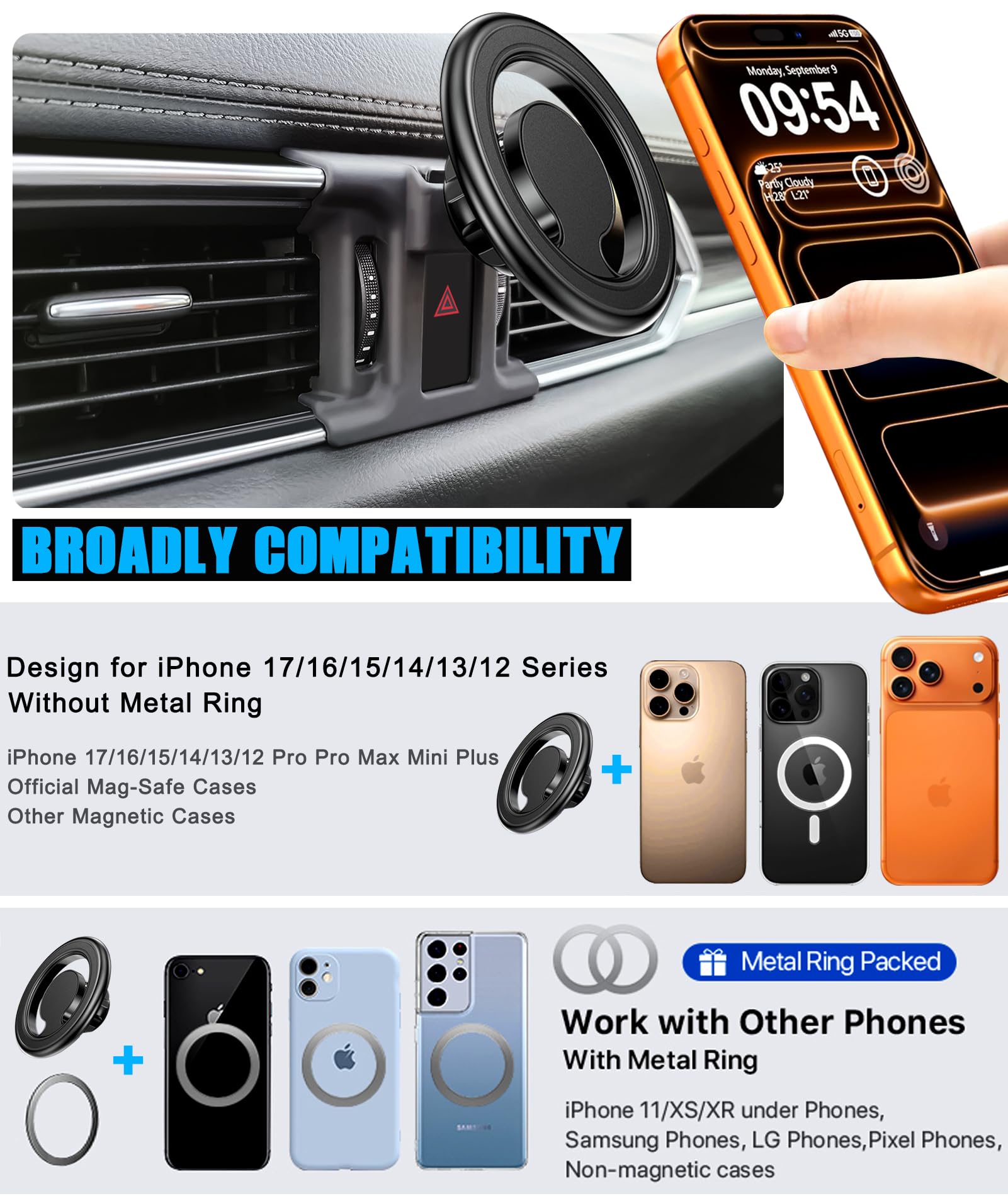 Amazon.com: VE VE POWER Car Phone Holder Air Vent Magsafe Mount