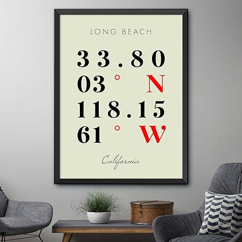 Miniatura 4 de Mapa de Long Beach, California, Coordenadas Multilíneas de Colores (12x16)