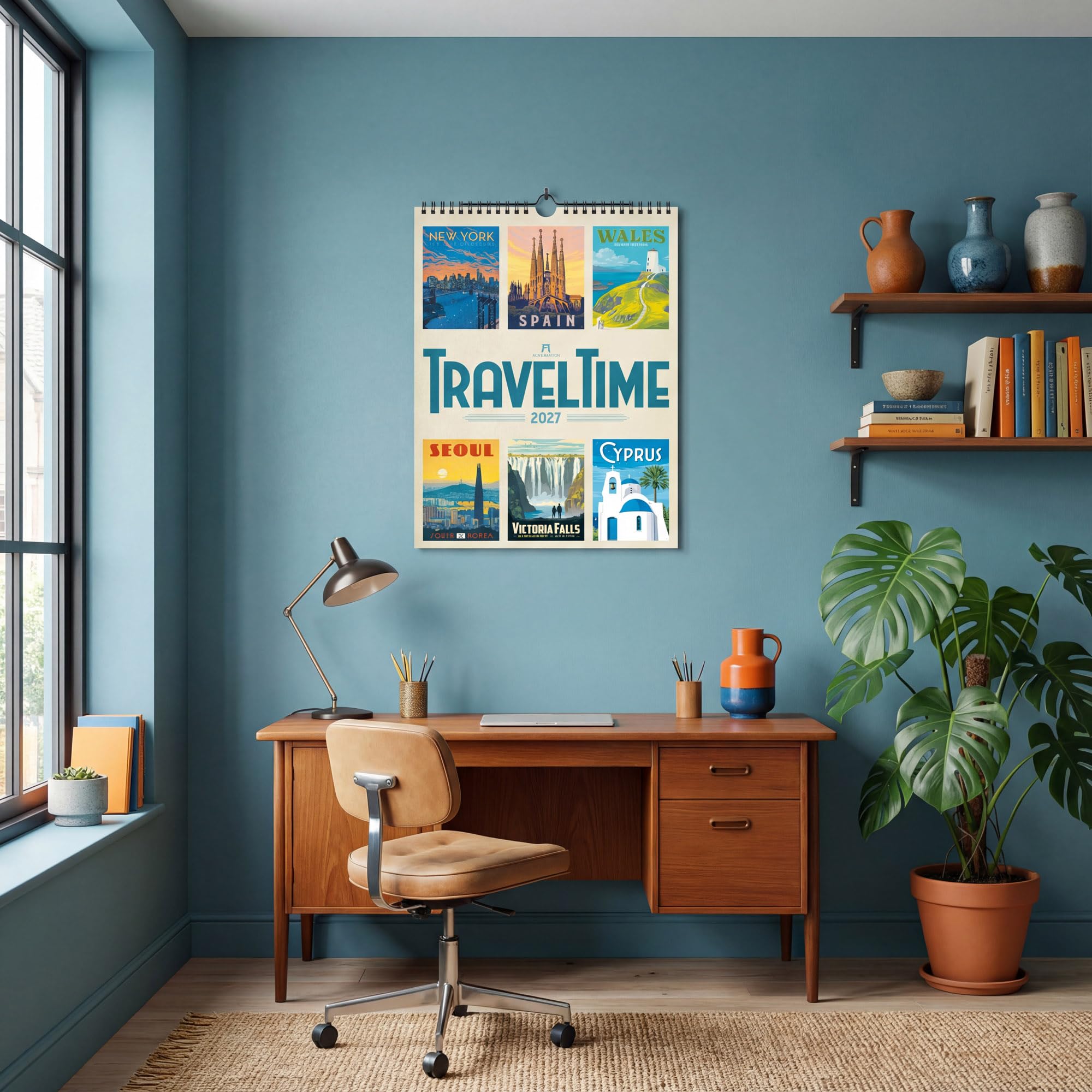 Travel Time Plakate-Kalender 2027 | Hochwertiger Vintage-Kalender im großen Hochformat (50x66 cm) | Reise-Plakate im Retro-Stil