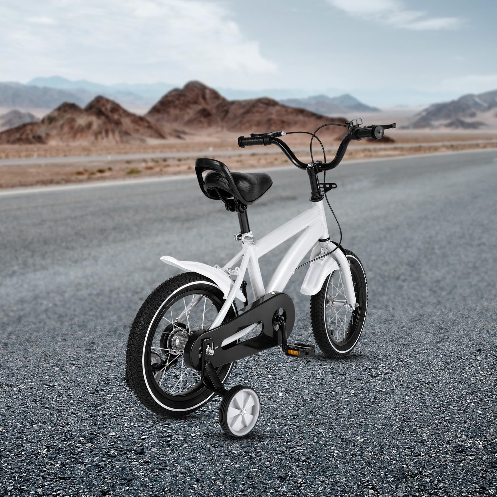 Kinderfahrrad 14-Zoll-Kinderfahrrad Mit StüTzräDern Aus Carbonstahl, HöHenverstellbar, Mit Stabilisatoren FüR Kinder Mit Einer KöRpergrößE Von 39,37 Bis 45,28 Zoll