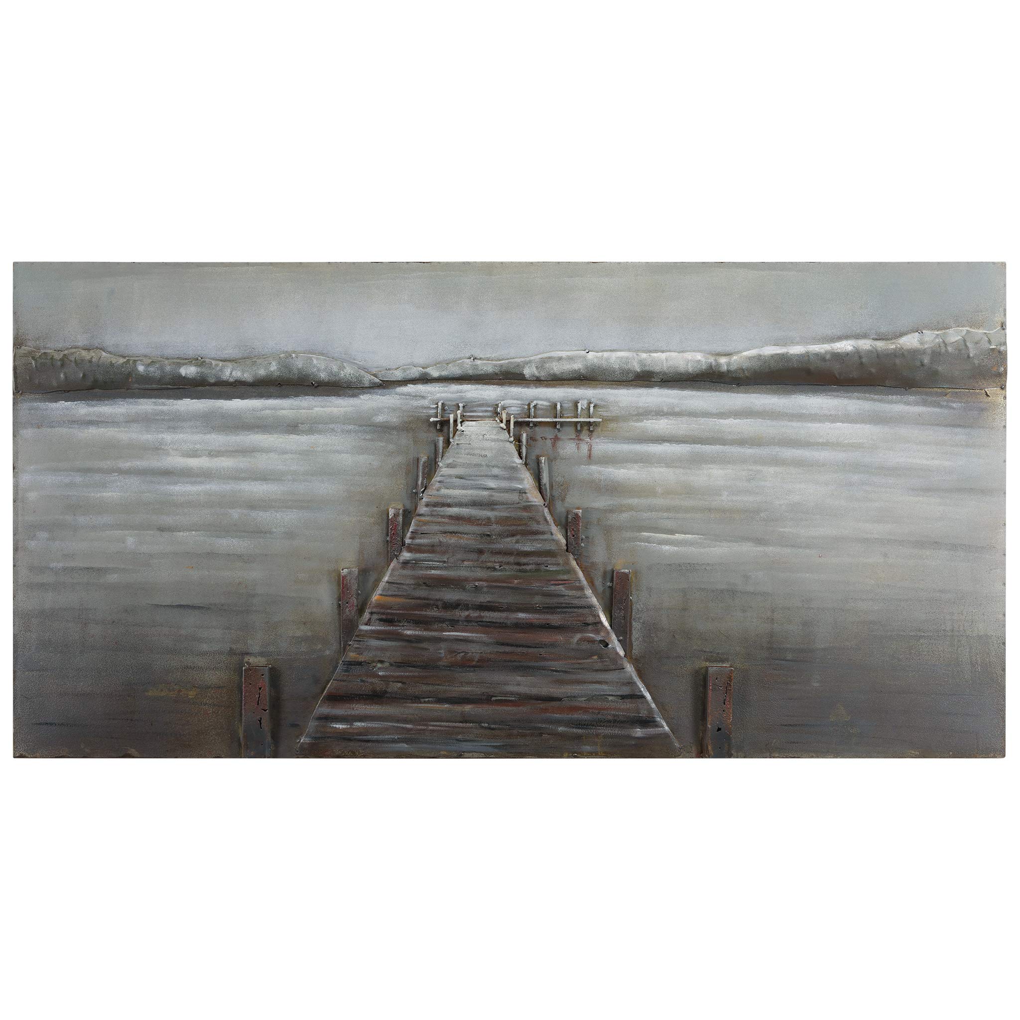 Empire Art Direct Pier Metal, Hand Painted Primo Mixed Media Iron Sculpture, Decor,Ready to Hang,Living Room, Bedroom ＆ Office 3D Wall Art, 48" x 24" x 2.0",PMO-140127-4824