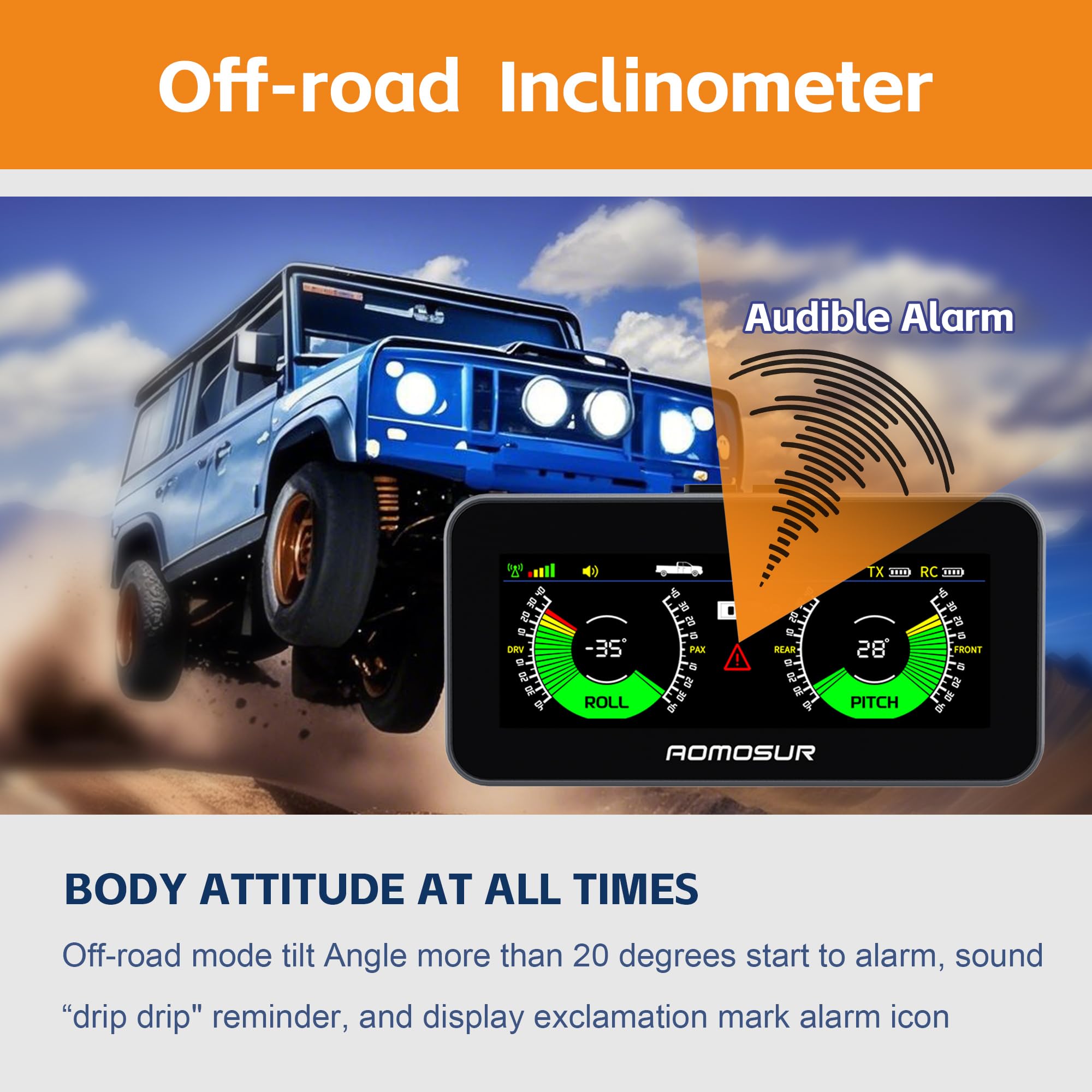 Sistema de nivelación inalámbrico de RV e inclinómetro todoterreno, monitoreo de ángulo de vehículo de modo dual, nivelador electrónico inteligente de caravana, indica el nivel automático del remolque