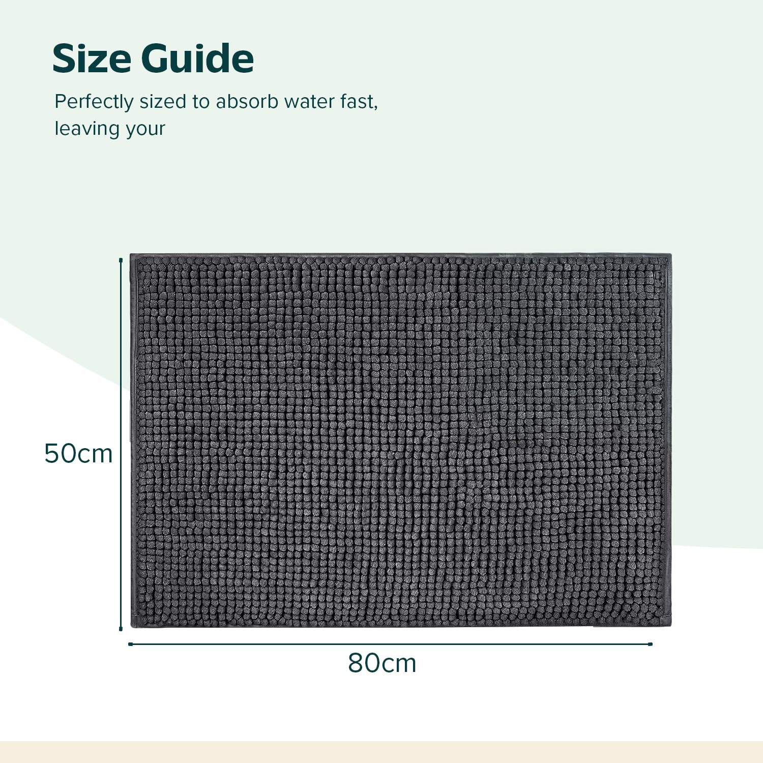 Non Slip Bath Mat, Grey, 50 x 80 cm (Rectangular) - Image 2
