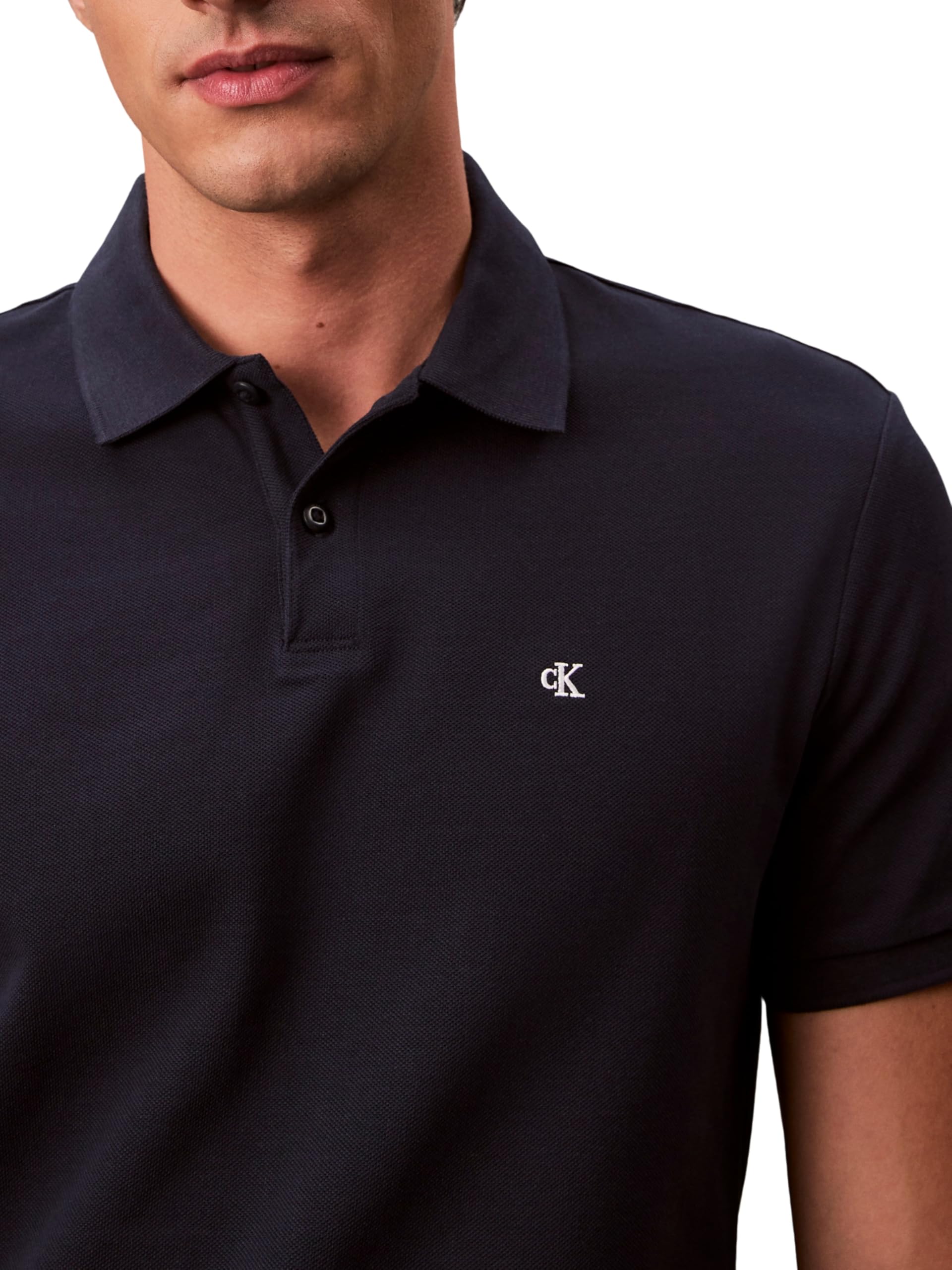 Calvin Klein Herren Poloshirt Kurzarm Monogram Pique aus Baumwolle