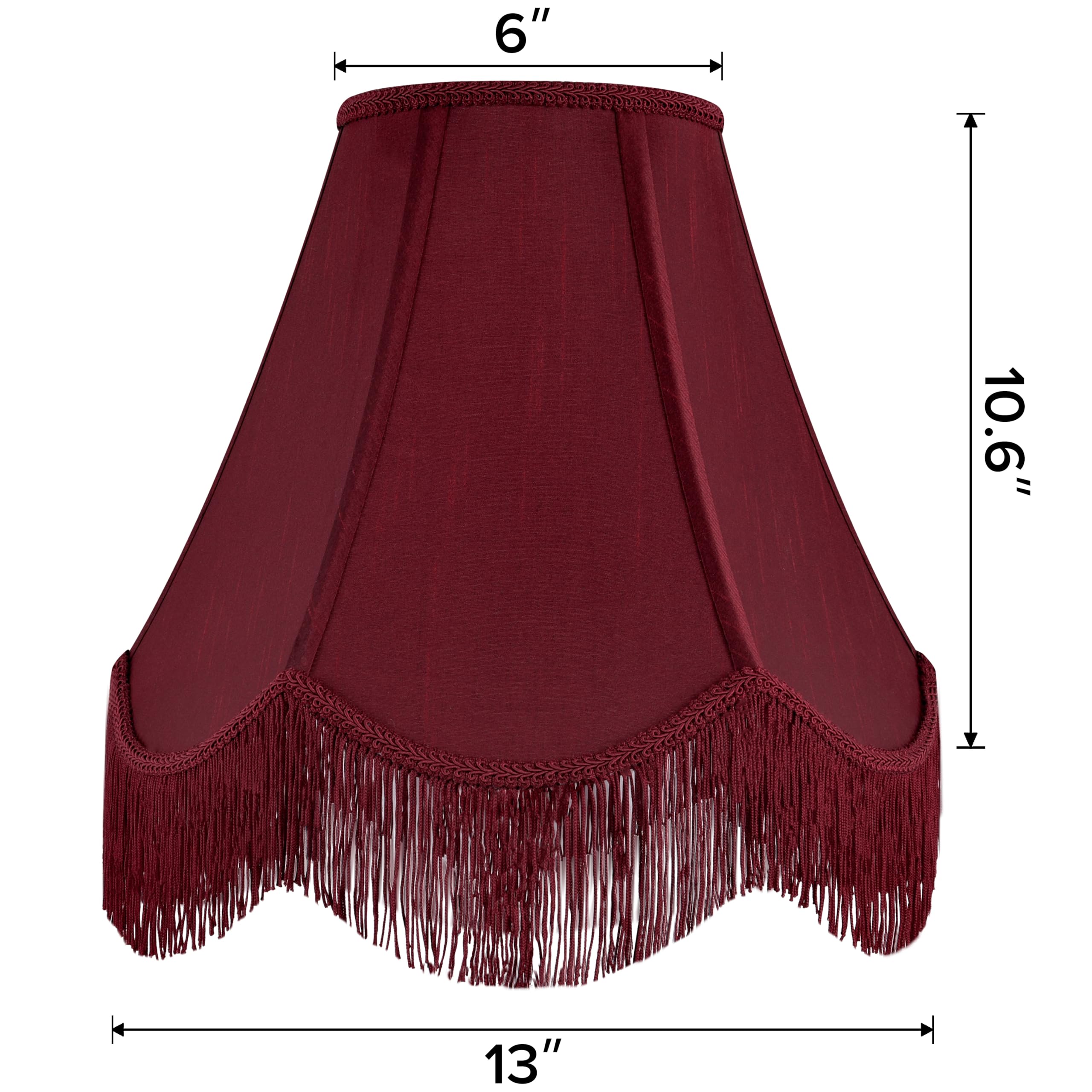 GO&SO Wine Red Silk Scalloped Lamp Shade,Petal Edge Braid with
