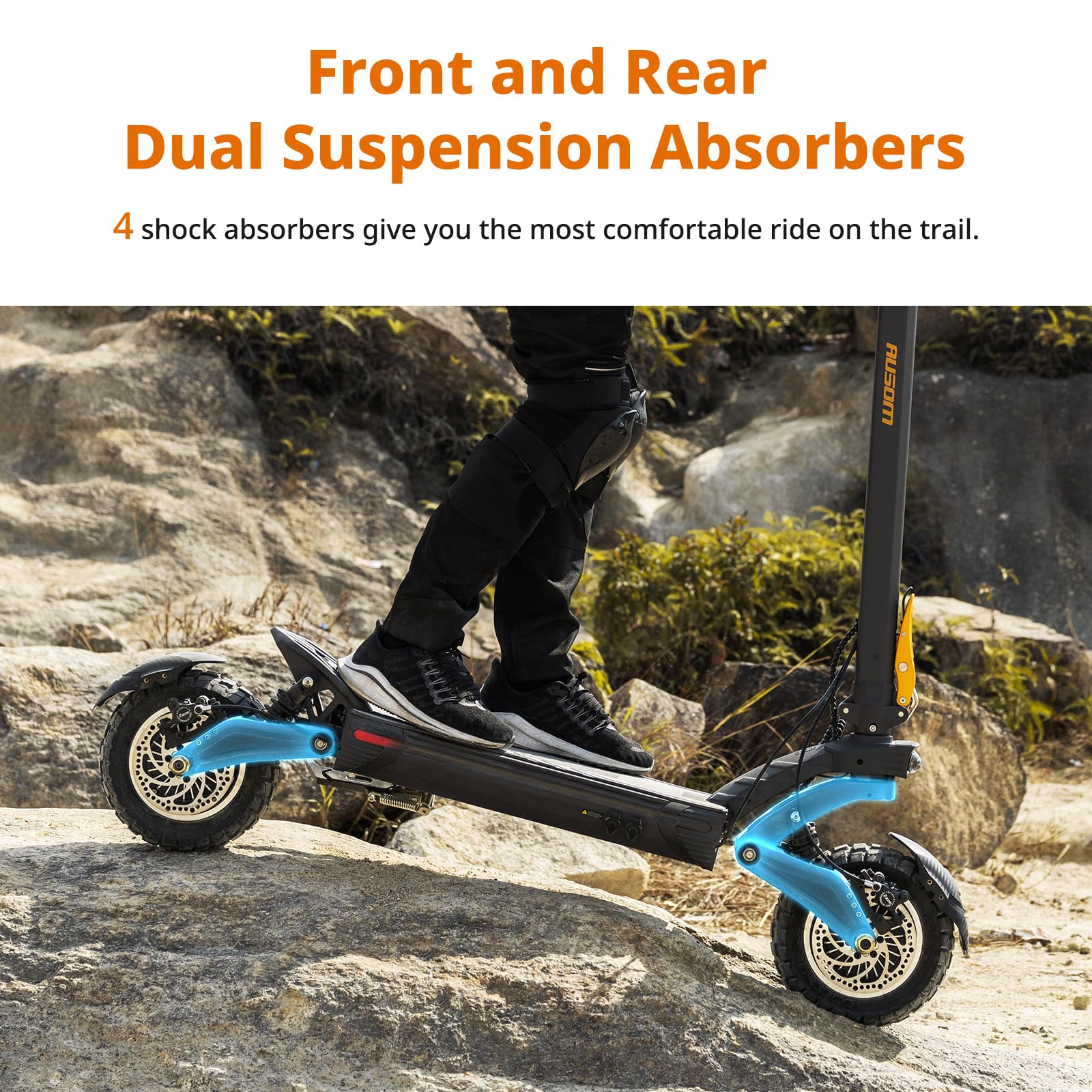 Ausom F1 Max Trottinette électrique, Trottinette Electrique Pliable Adulte, Autonomie 100KM Batterie 60V 20.8Ah Moteur 1400W*2, Trotinette Electrique Puissante Tout Terrain