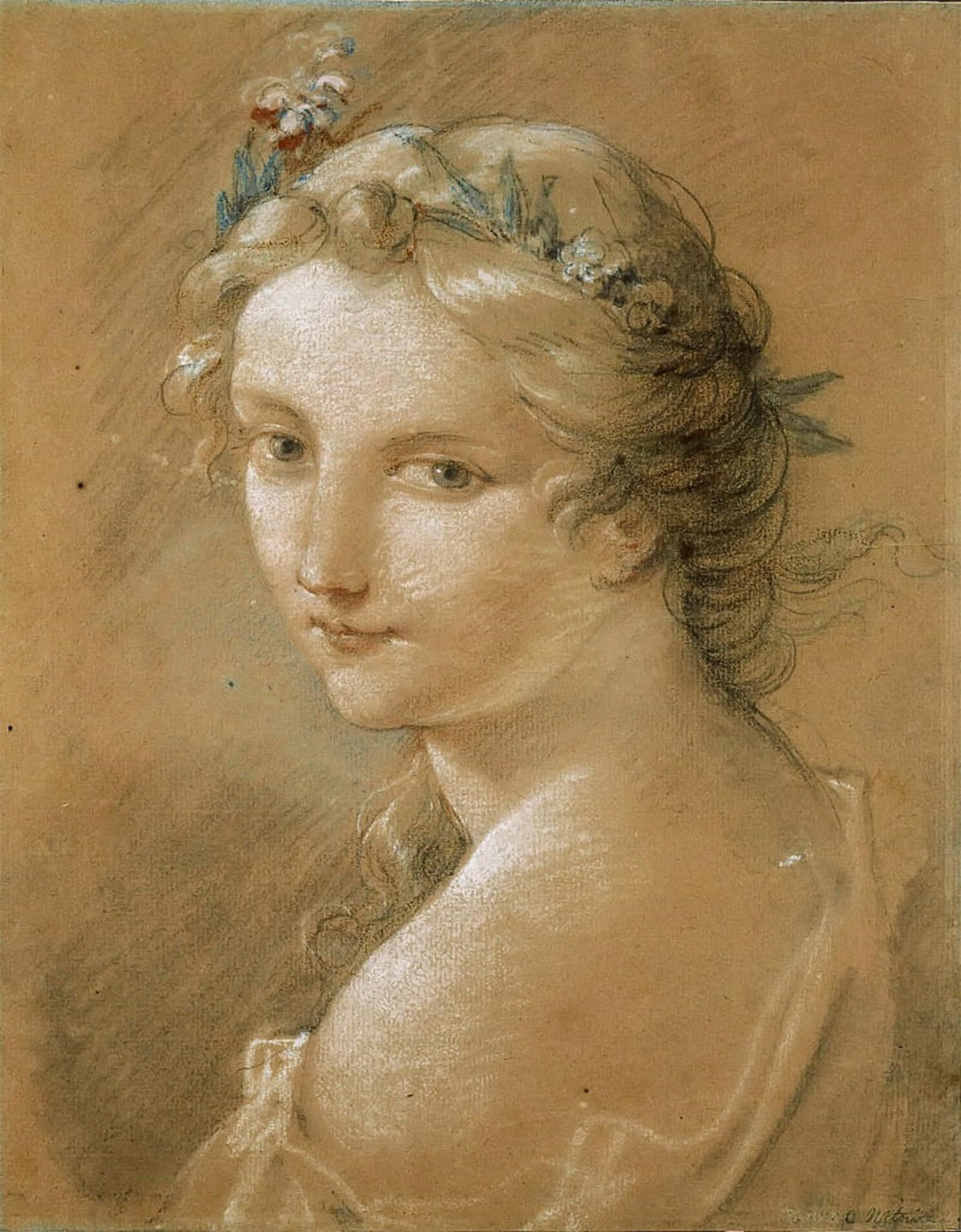 ARTXLXXBN Famous Painting Art Wall Decor Abstract Art Picture Portrait of a Young Woman by Charles Natoire Animal Pictures for Home Decor 60x90cm