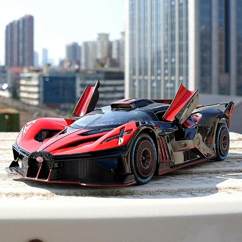 Miniatura 7 de Coche de juguete de aleación Bugatti Bolide a escala 124, colección de sonido y luz, 4 puertas abiertas, vehículos de juguete para niños, regalo rojo
