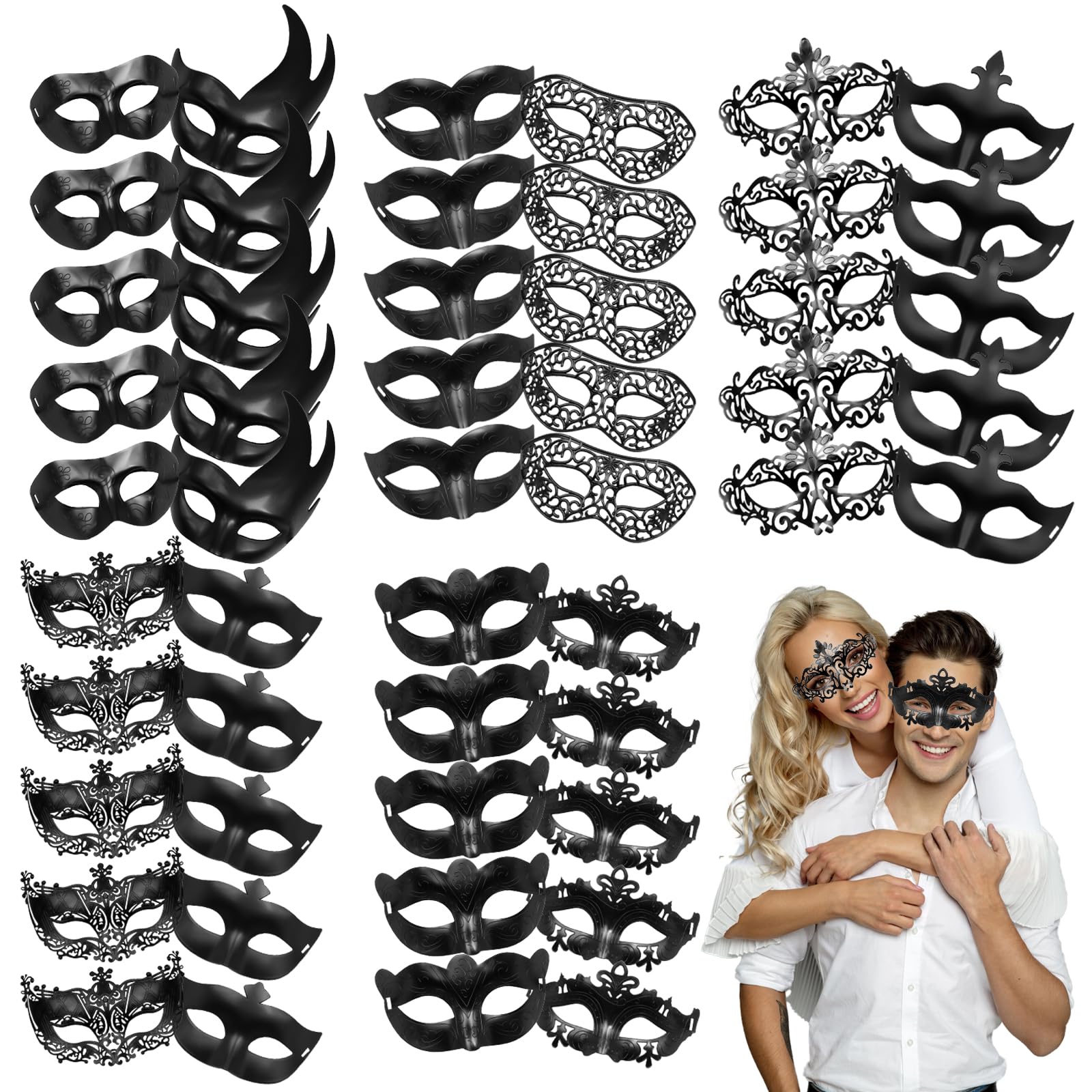 RWFMO 50 Pcs Masquerade Masks Bulk