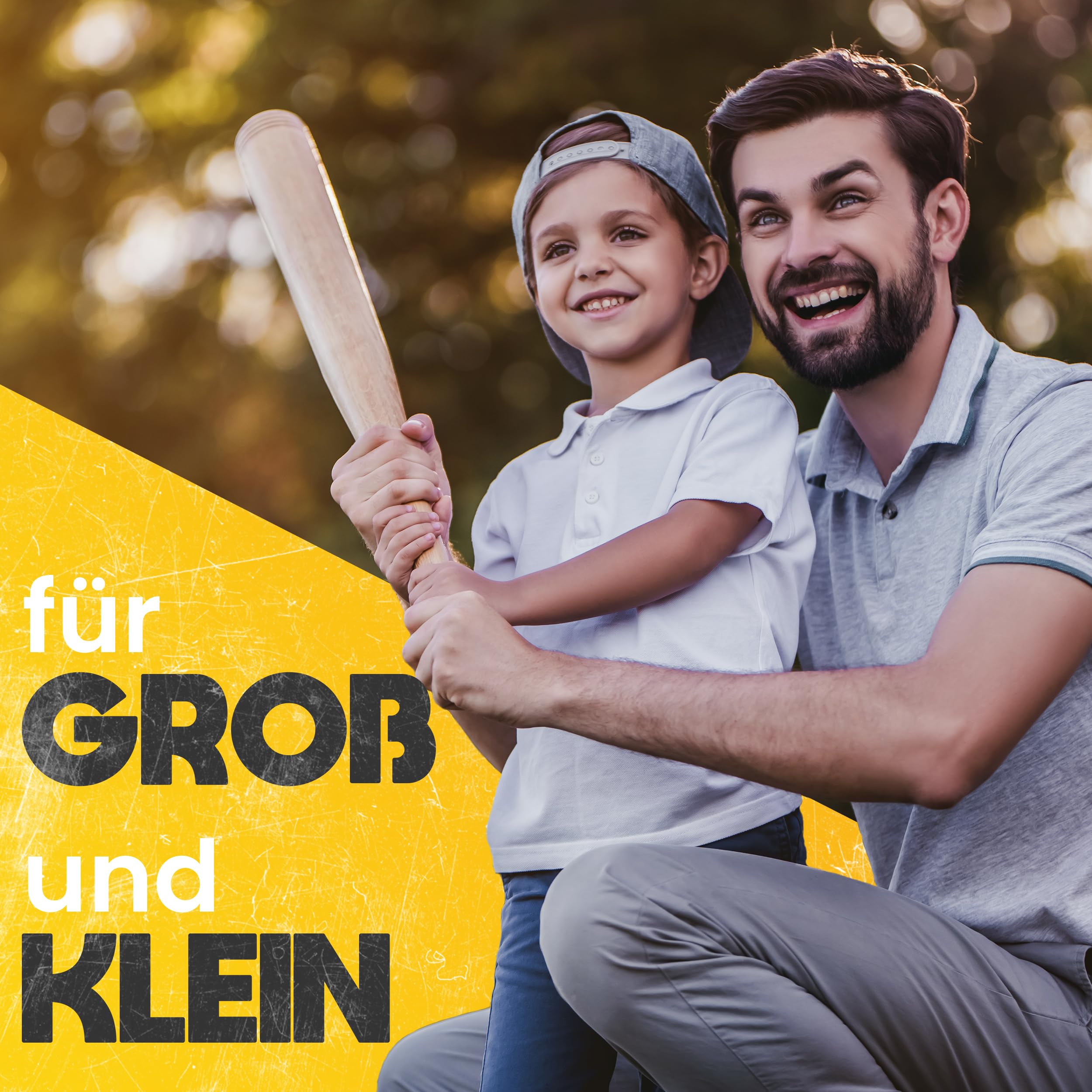 Oramics Baseballschläger Holz 18 Zoll (48 cm) – Robuster Massivholz Baseball Bat mit Handschlaufe & Tragetasche – Outdoor Schläger für Training, Sport & Freizeit