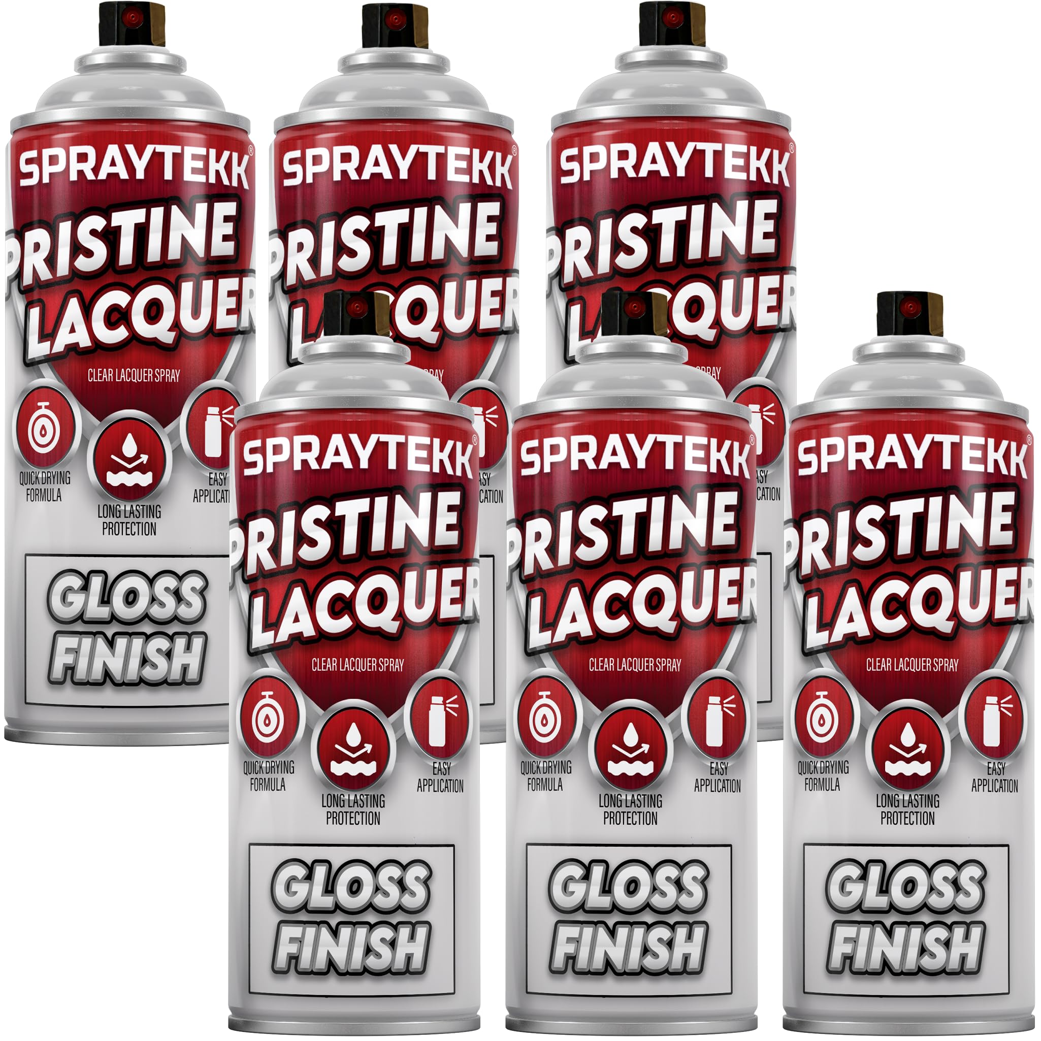 SPRAYTEKK Clear Lacquer Spray Paint | 400ml | Fast-Drying Acrylic Topcoat for Wood, Metal, Plastic & More | Non-Yellowing, UV & Scratch Resistant | Indoor & Outdoor Use (Gloss, 6)