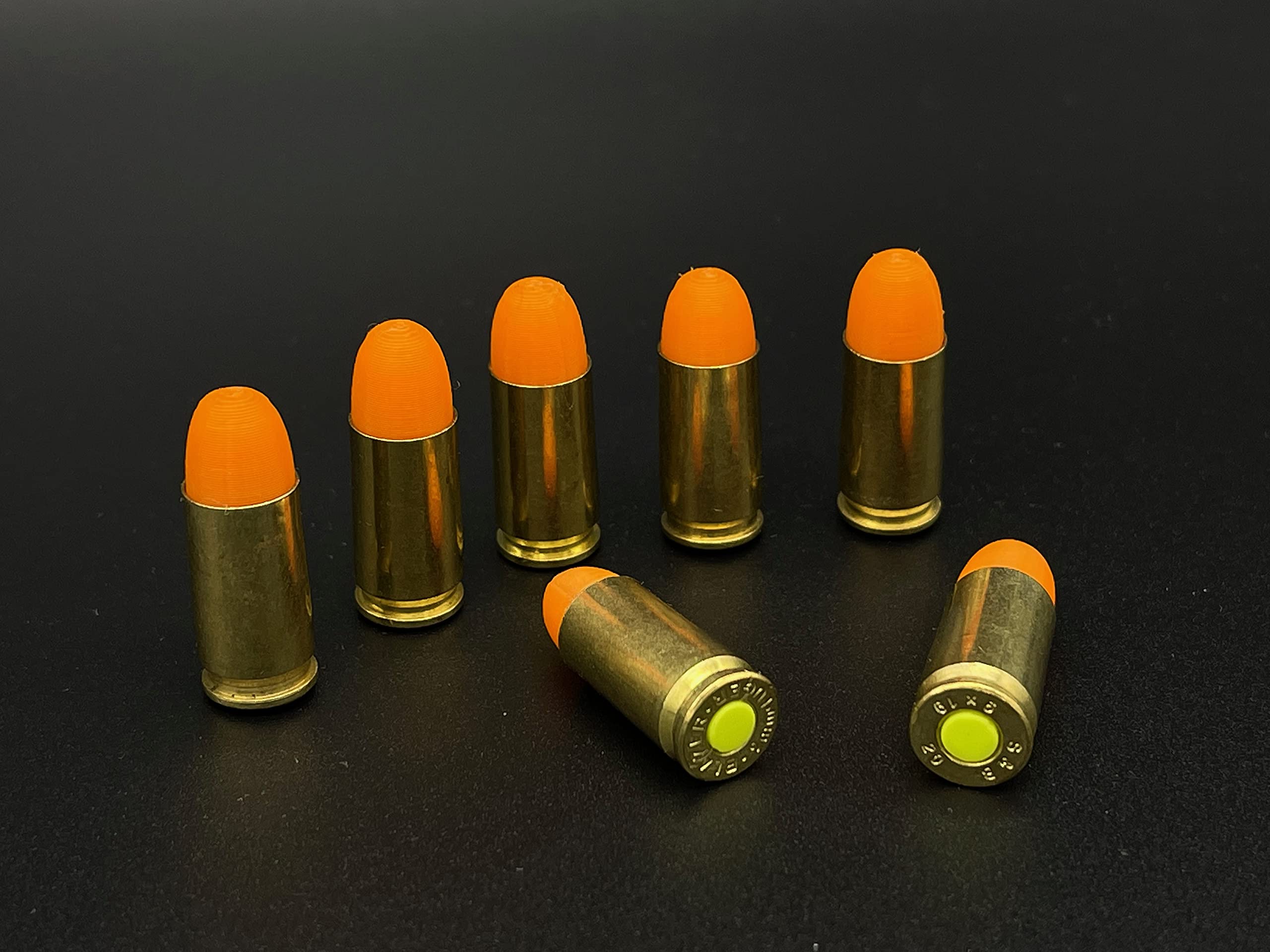 TechStudio3D Premium Brass 9mm Dummy Rounds, Snap Caps - Firearms Dry Fire Ammo for Training - Made in USA (10 Pack) Orange