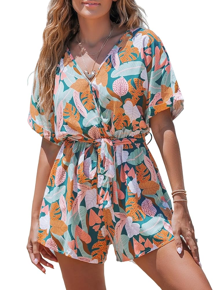 Amazon.com: CUPSHE Women's Rompers Short Sleeve V Neck
