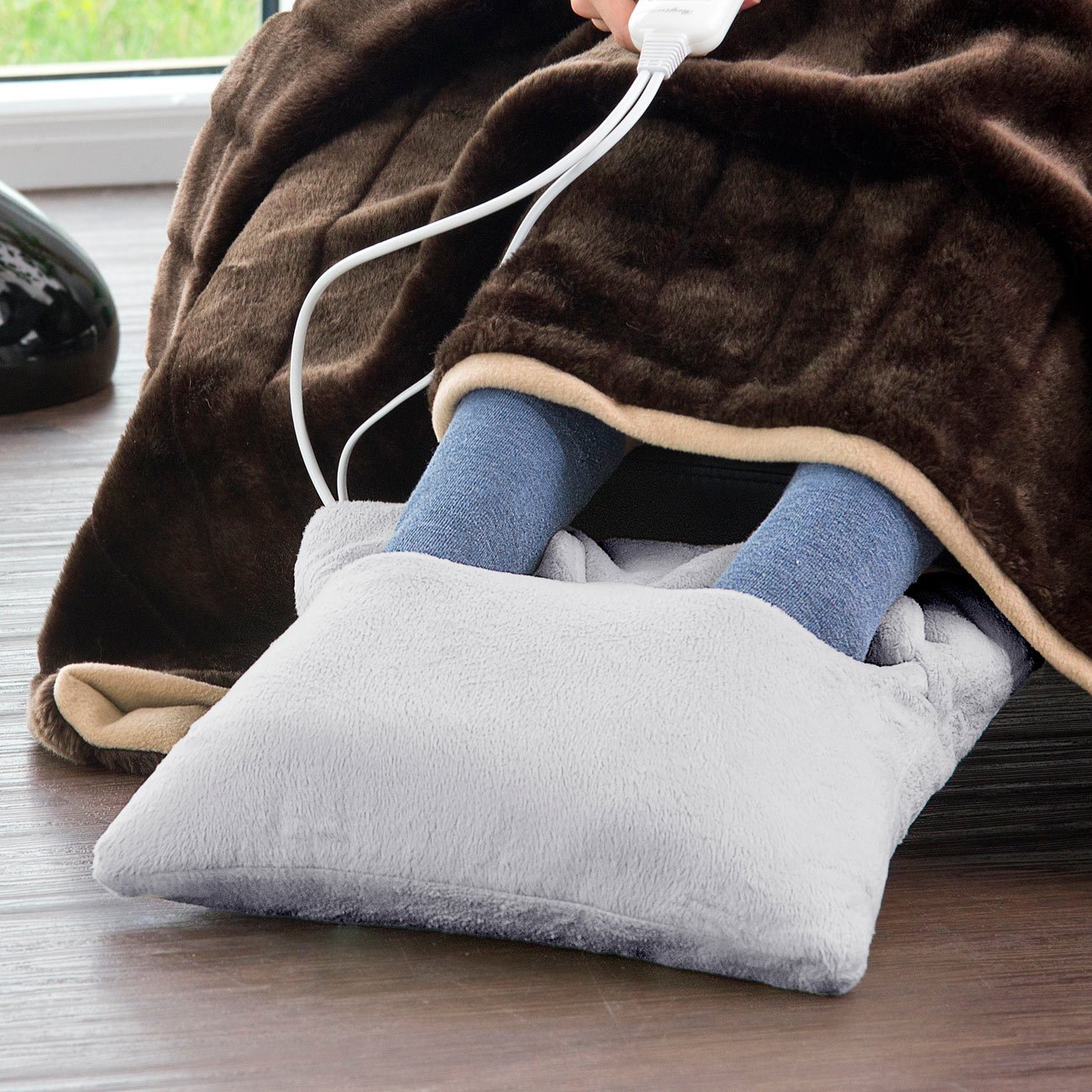 Cuscino riscaldante per piedi 38 x 38 cm, 45 W, 2 livelli di calore, in fleece