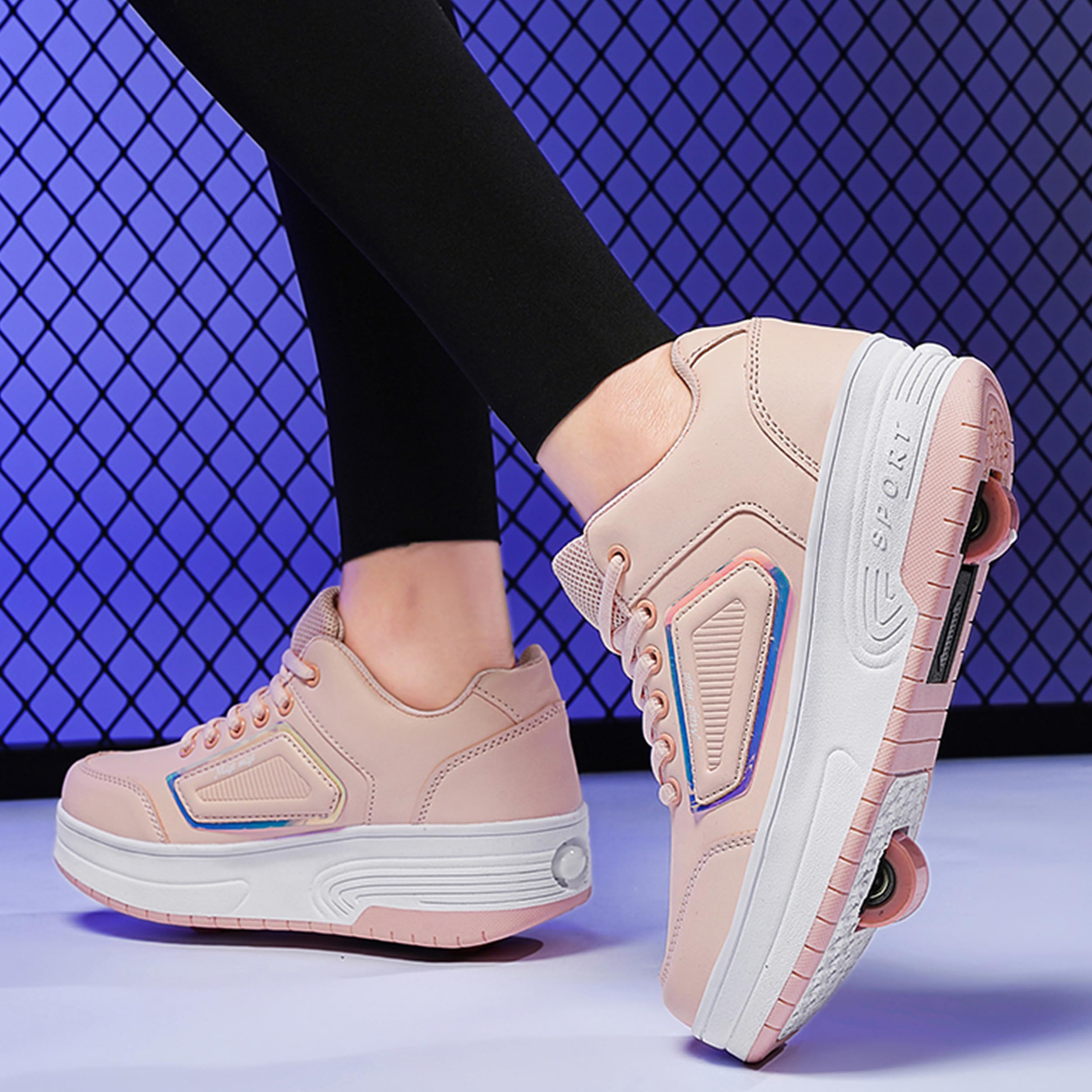 Zapatillas con Ruedas para niñas y niños, Zapatillas Deportivas con Dos Ruedas, Zapatillas con Ruedas Ajustables, Zapatillas de Skate para Pascua, cumpleaños, Navidad
