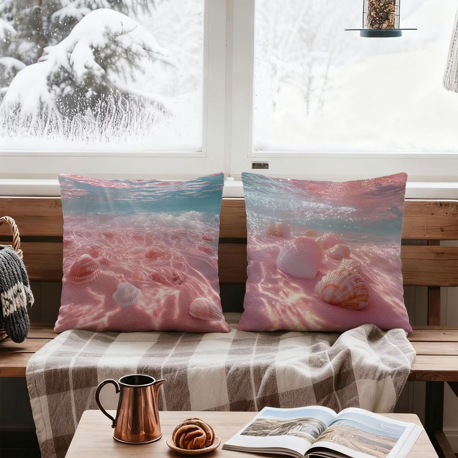 Rose Housse Coussin 60x60 RêVe Taie Oreiller 60x60 Lot de 4 Super Doux Protege Oreiller 60 x 60 Decoration Automne Taie D'oreiller Carrées Coussin Canape, pour Maison Chambre Canapé Chaise E - 631