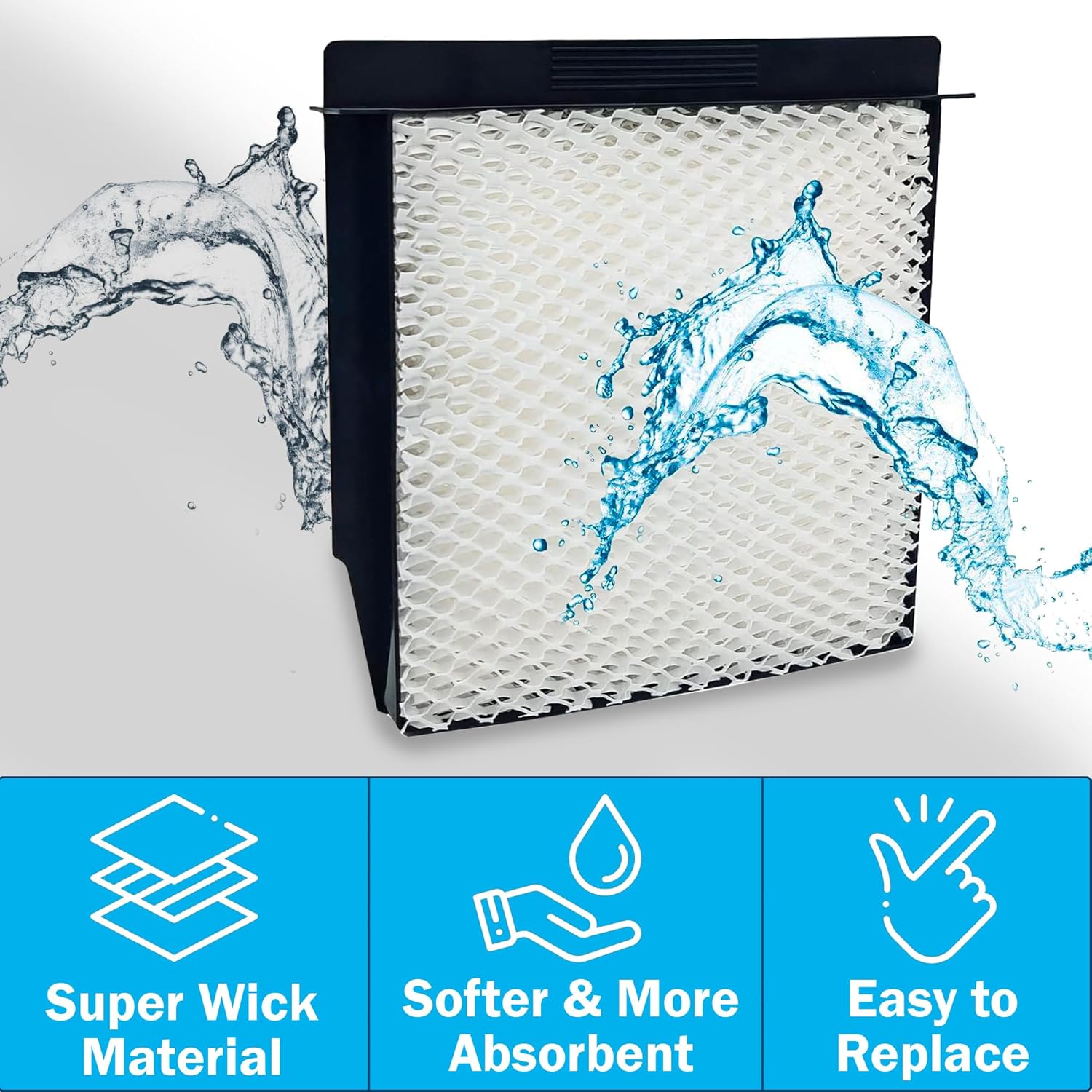 HQRP 2-Pack 1040 Wick Humidifier Filters Compatible with Essick Air AIRCARE 3D6-100, 5D6-700, 7D6-100, B23-710, B23-810, D46-720, CM330ABLK, CM330AWHT, MA0300, MA0500, E27000, E35000 Humidifiers