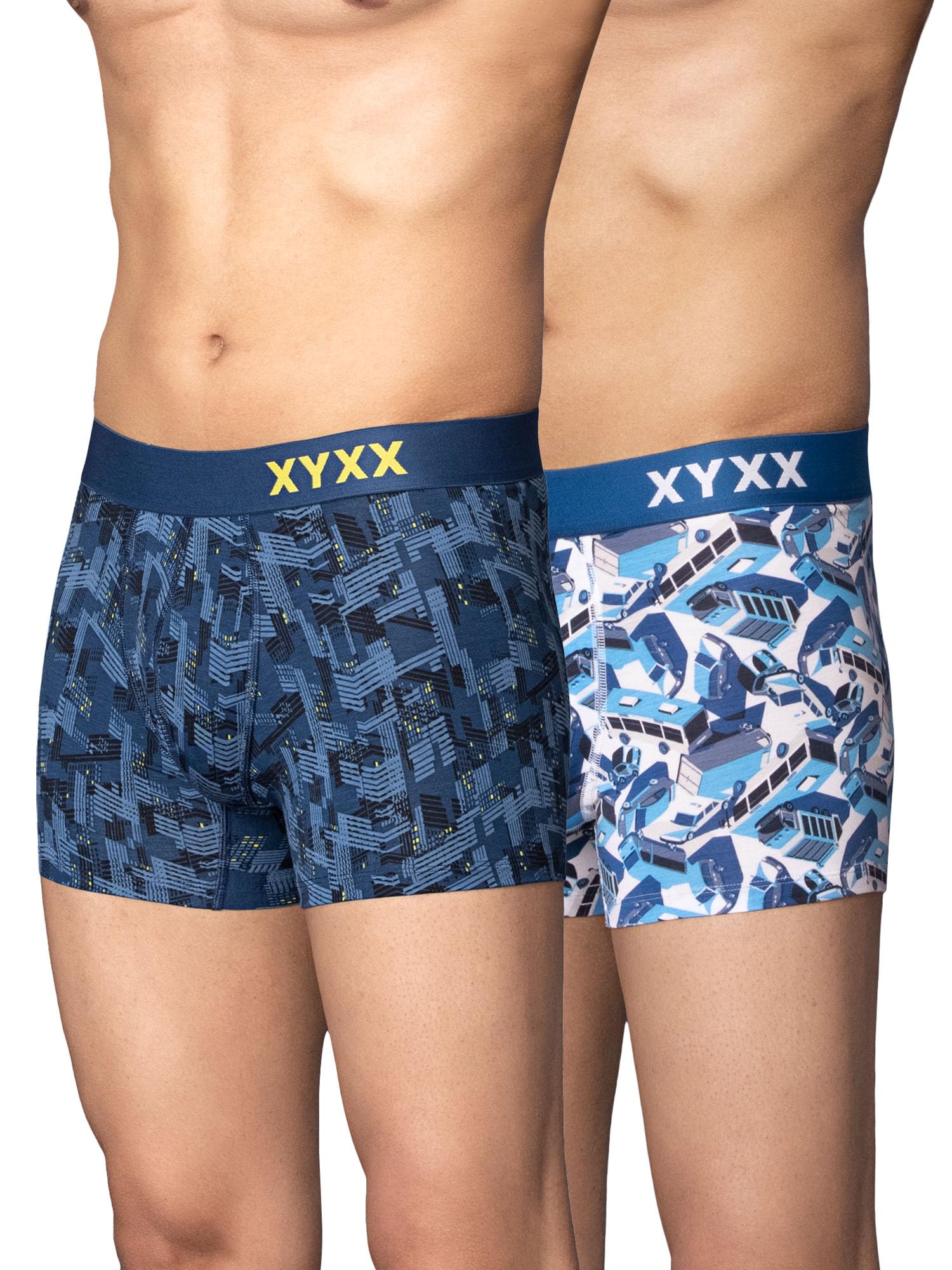 xyxx Men's Urbane & Flux Micromodal Regular Fit Printed Antimicrobial Trunks with No Marks Waistband (Pack of 2)-picture-52