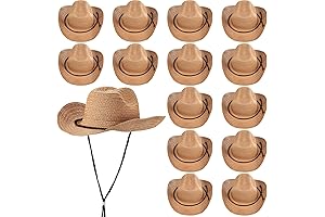 15Pcs Straw Cowboy Hats Cardboard