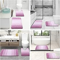 Vista 134 de OLANLY Juego de 2 alfombras de baño de 2 piezas, alfombras de baño de microfibra suave y absorbente y alfombra de inodoro con contorno
