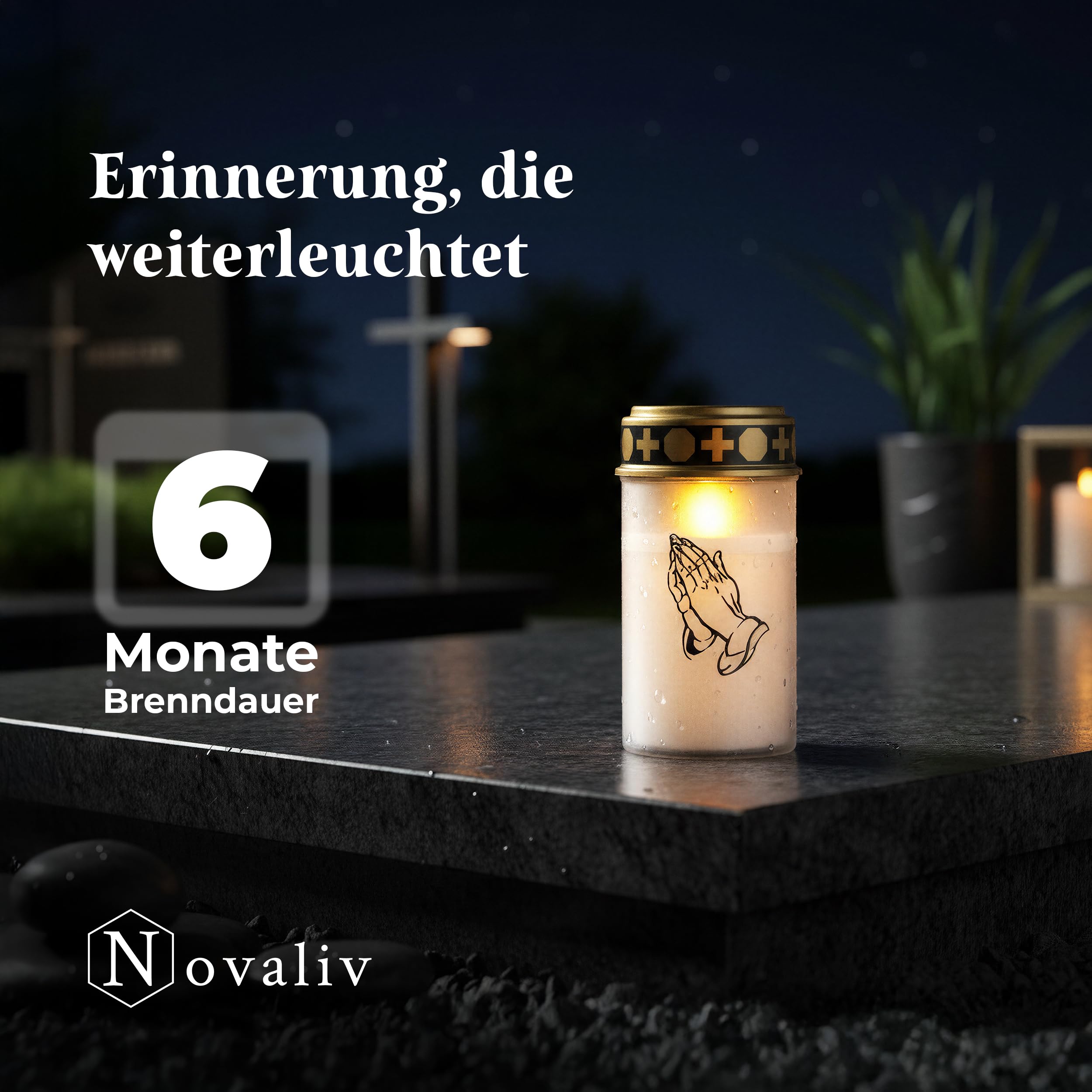 Novaliv Grablicht LED 5 Stück weiss Dauerbrenner Grablicht LED Kerzen Outdoor Grabkerze mit Batterie Friedhofskerze Gedenkkerze Grablaterne Ewiges Licht Grableuchte