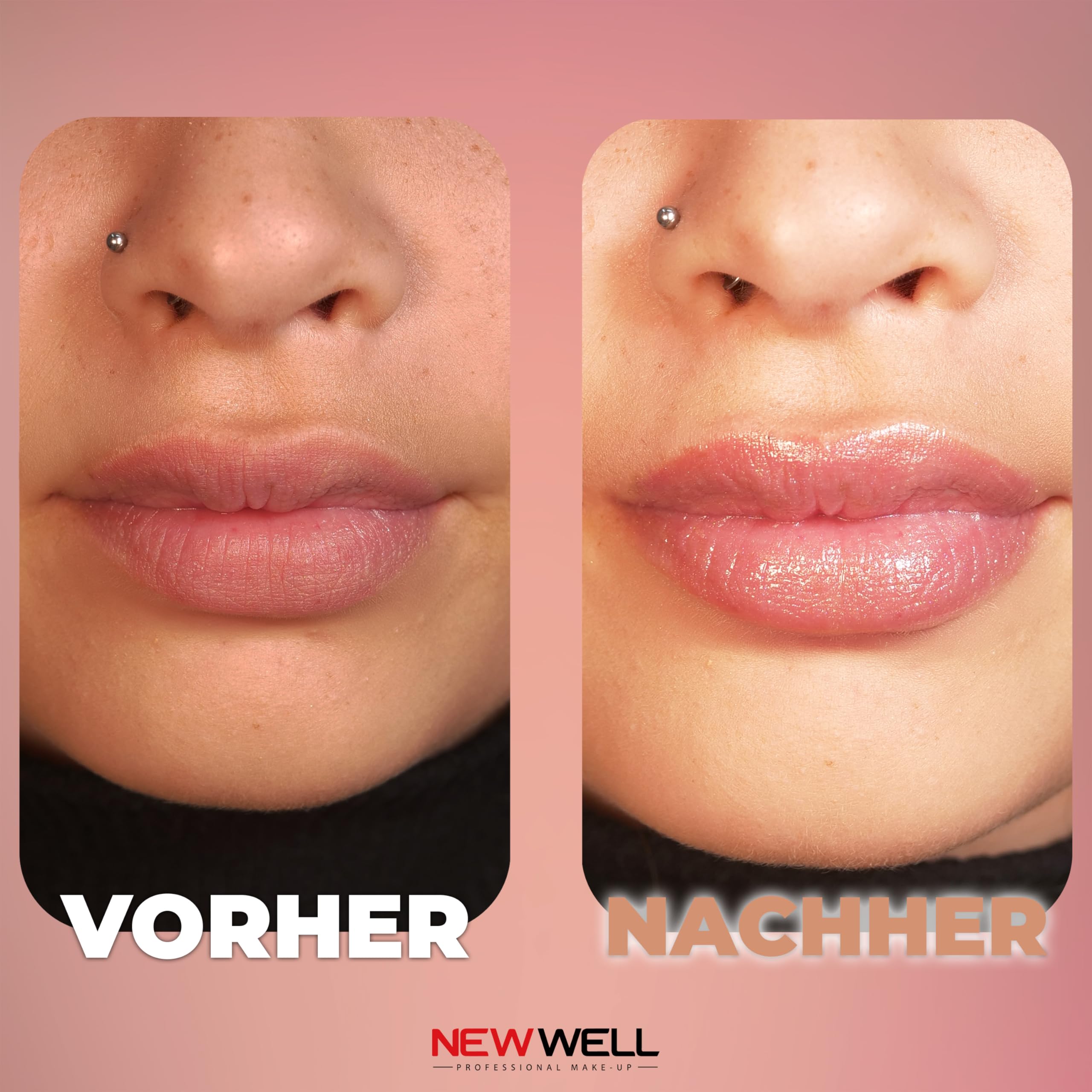 Newwell Shiny Lip Gloss - 24 Hours Hold - For Full-Like Lips - Moisturising - Vegan - Colour: Light Brown - 03 - Image 3