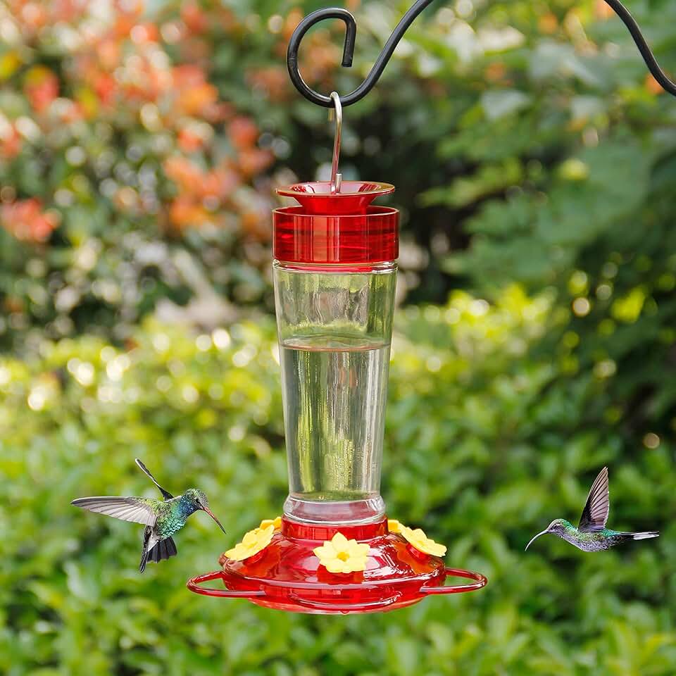 small glass hummingbird feeder