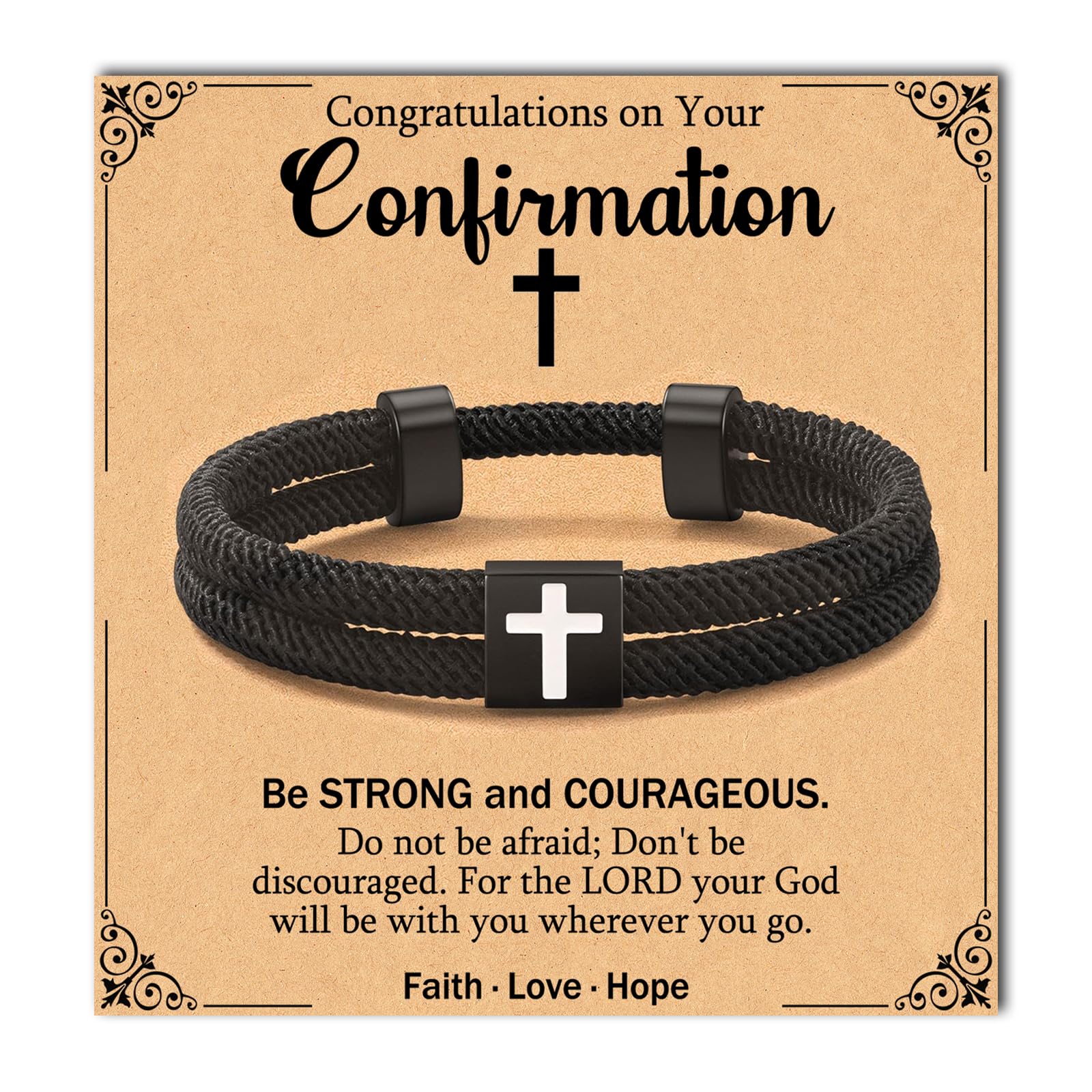 Cadeau de confirmation pour filles et garçons, bracelet en croix, cadeau de baptême catholique, cadeau de communion pour fils et fille