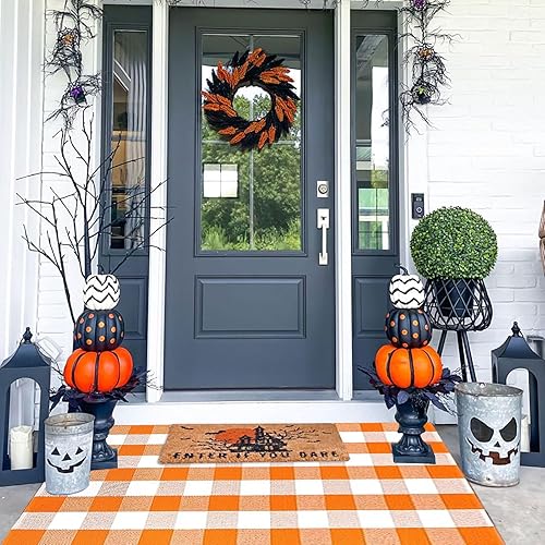 Miniatura 3 de Alfombras, cuadros escoceses, de área, 3 pies x 5 pies, interiores y exteriores, de capas, para recibir y bienvenida, algodón lavable, decoración de