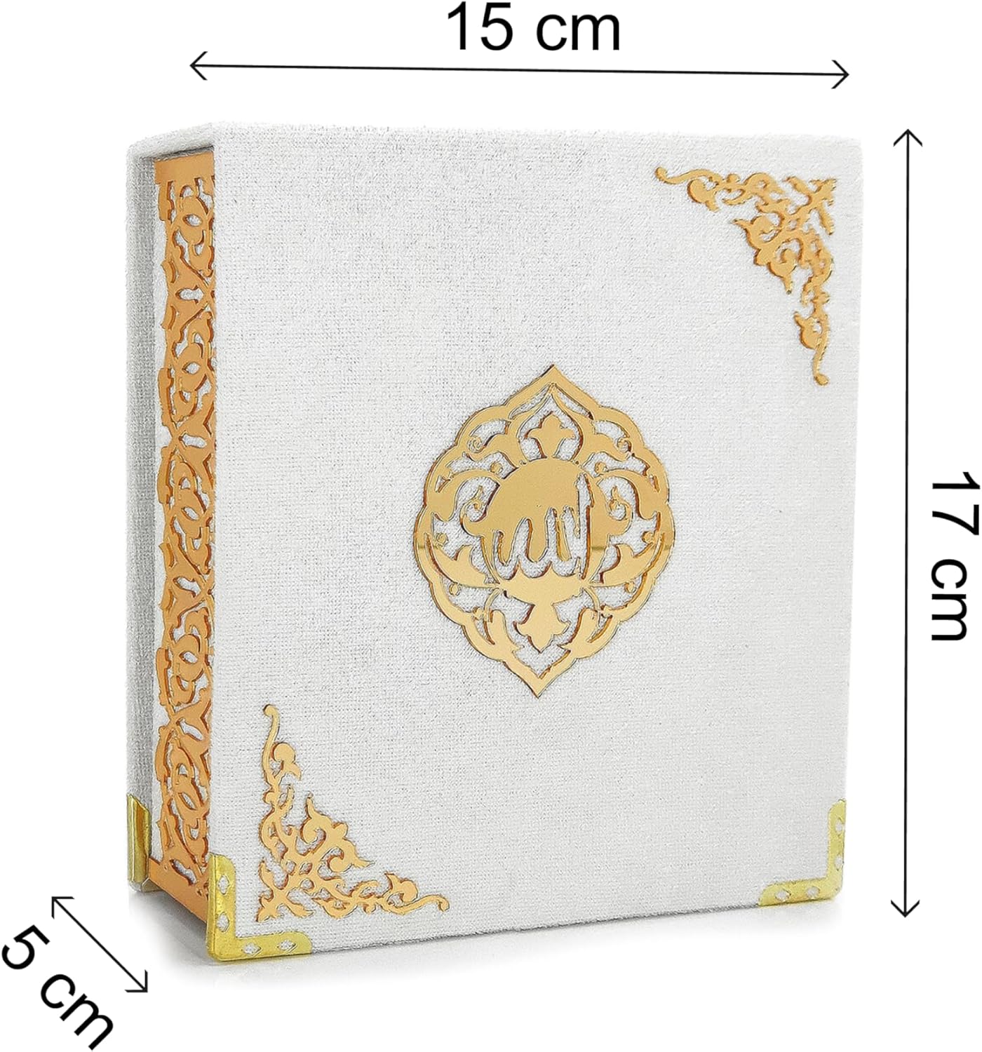 ihvan online, The Holy Qur'an Set, Islamic Prayer Gift Box with Pocket-sized Velvet Covered Quran, Tesbih, Inner Lid Names of Allah (Asmaul Husna), 3 Pieces for Ramadan & Eid & Dowry Gifts, White