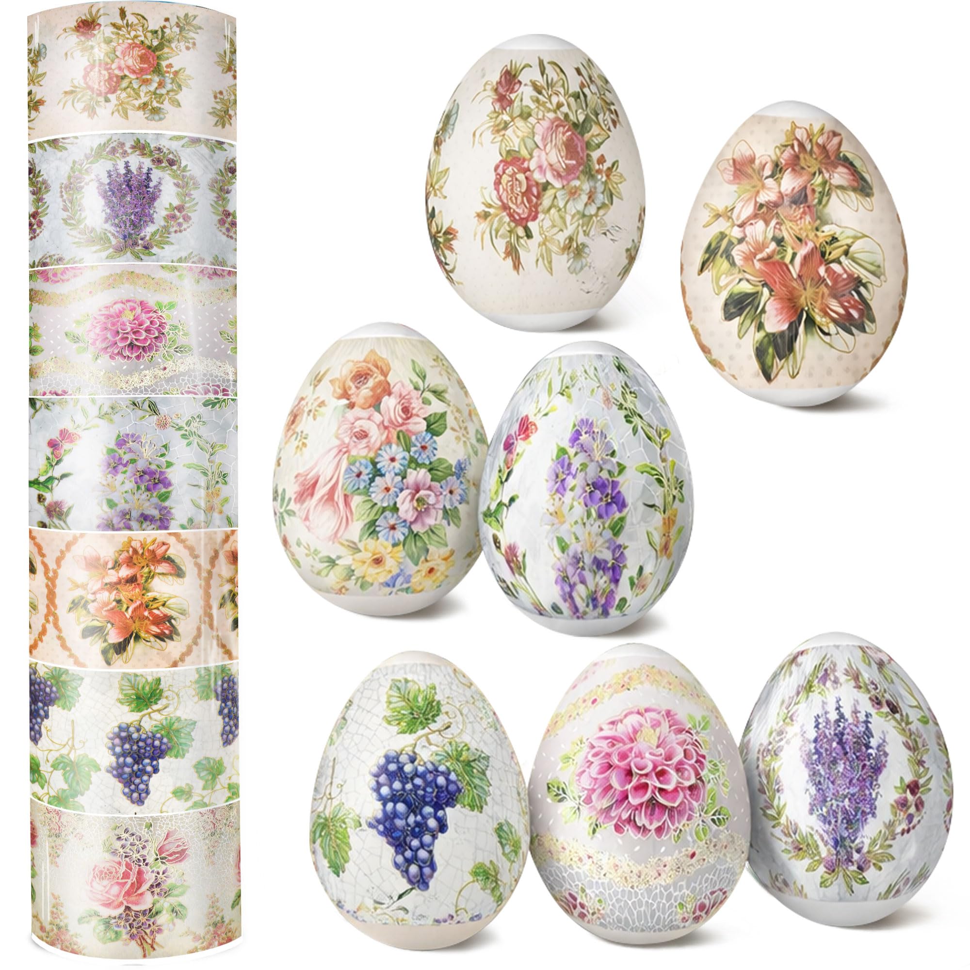 Ukrainian Easter Egg Wraps, Pysanka, Pysanky Egg Heat Shrink Sleeves - Egg Decorating Kit - Easter Decoration for 7 Eggs – Decoupage