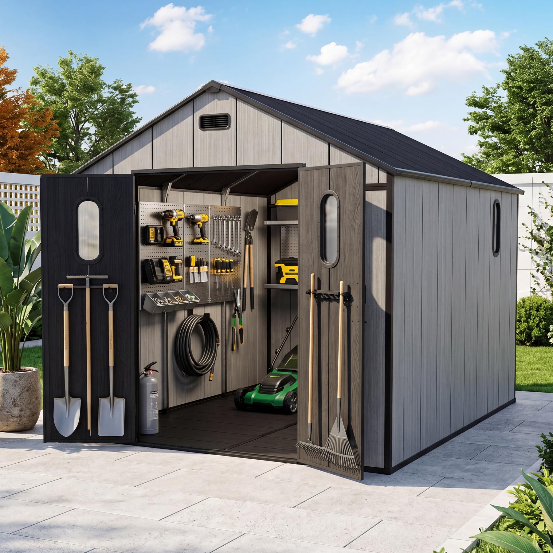 Amazon.com: Domi 8x10Ft Resin Outdoor Storage Shed with Floor
