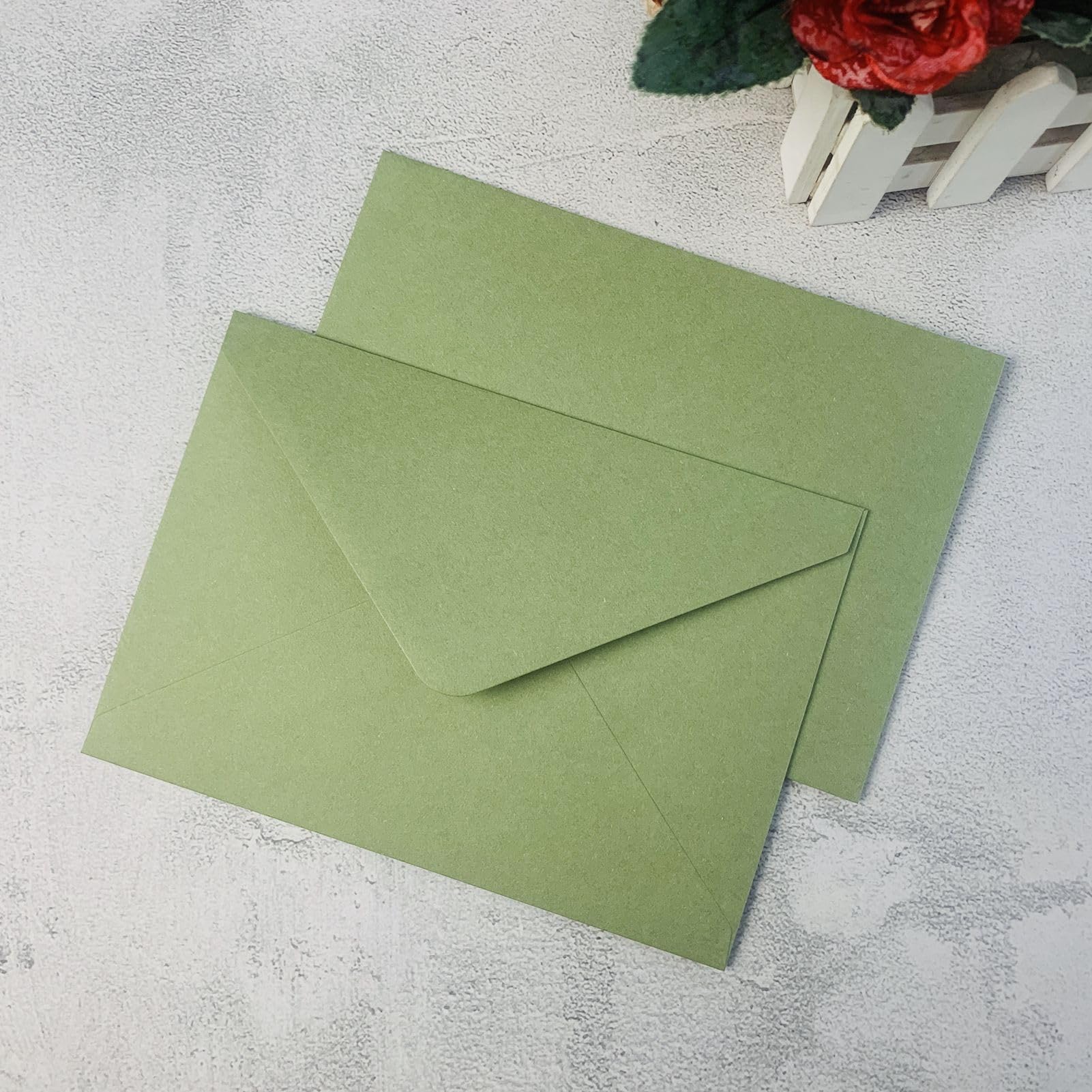 25 PCS Sage Green A7 Envelopes,5.35 x 7.7 inches, Perfect for 5x7 Weddings Invitation Cards,Birthday Greeting RSVP Invite,Photos