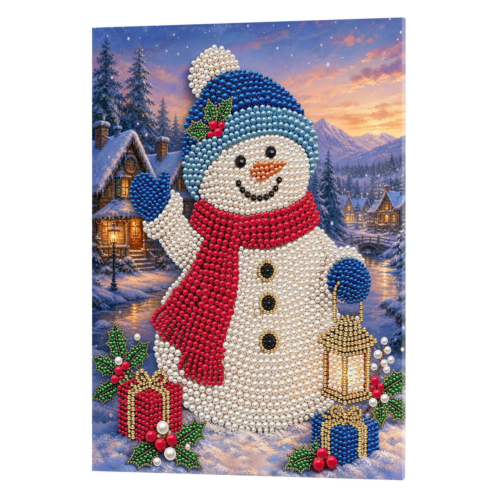 POETRYDRAW Winter Snowman DIY Framed Pearl Painting Art Kits with Frame 11