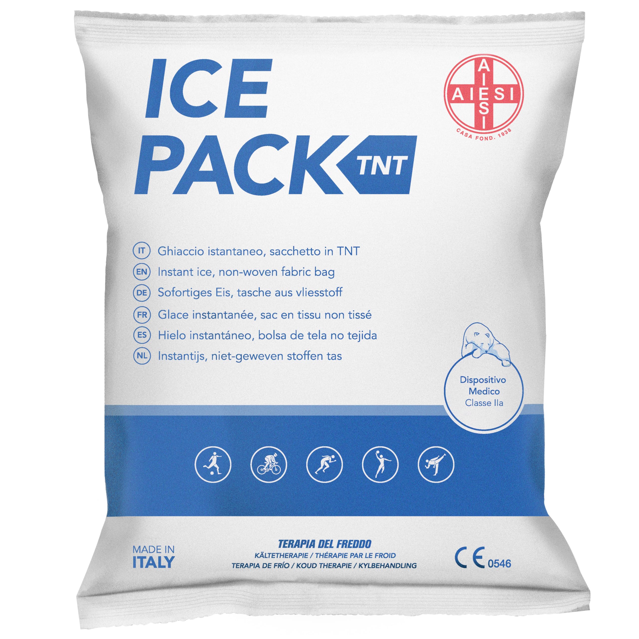 AIESI® Ghiaccio istantaneo monouso (25 pezzi) busta in tnt 14x18 cm ICE PACK TNT