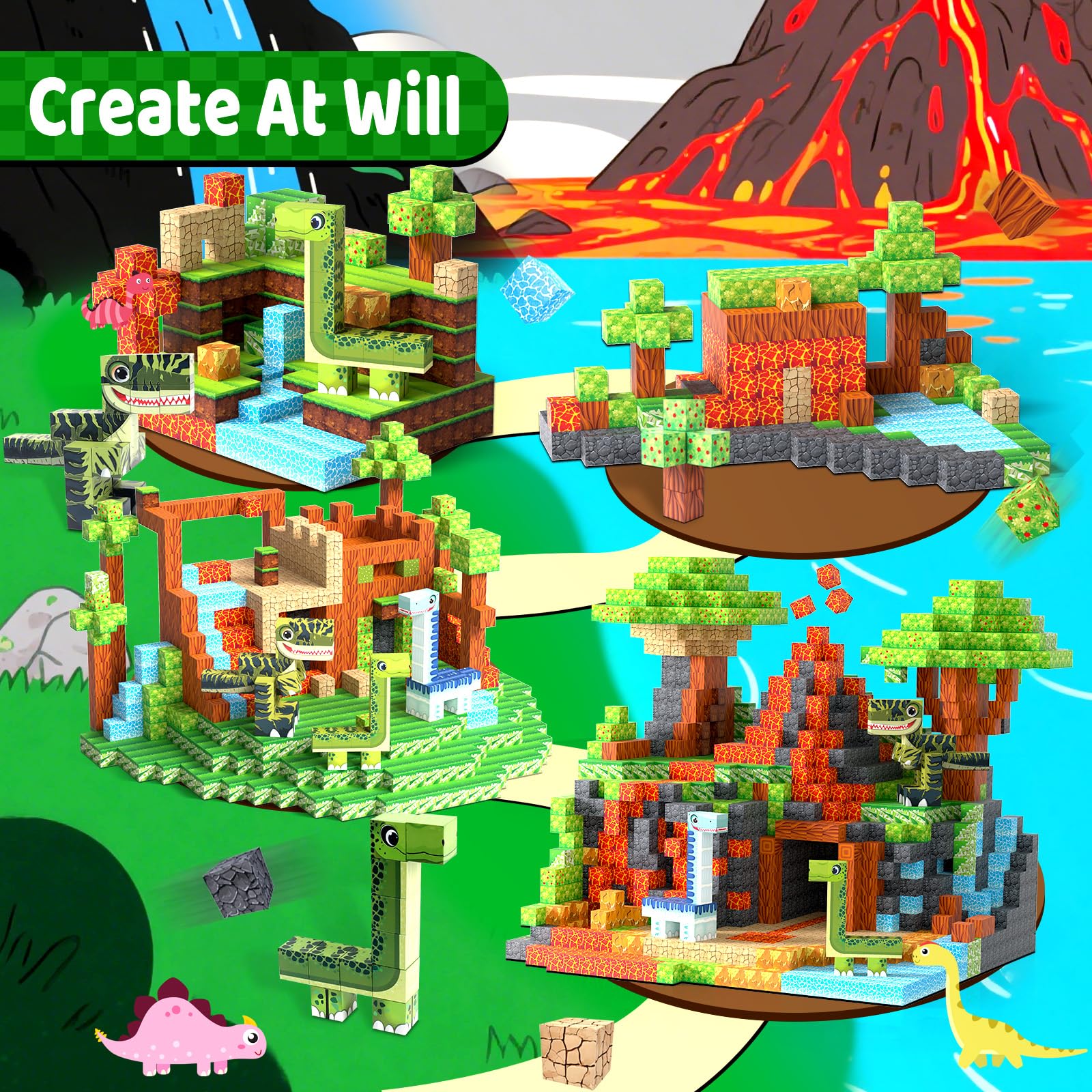 172 PCS Construcciones Magnéticas Bloques, Cubos Magnéticos, Bloques de Construcción Magnéticos, Juguetes de Construcción de Cubos Magnéticos, Juguetes Creativos para Niños y Niñas Partir de 3 Años
