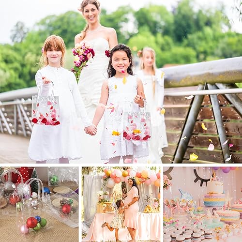 Miniatura 7 de 25 bolsas de regalo transparentes con asa, bolsa de plástico reutilizable para regalo, pequeñas bolsas transparentes de PVC para regalos, compras,